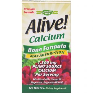 Comprar Nature's Way, Alive!, Cálcio, Fórmula Óssea, 1.300 mg, 120 Comprimidos