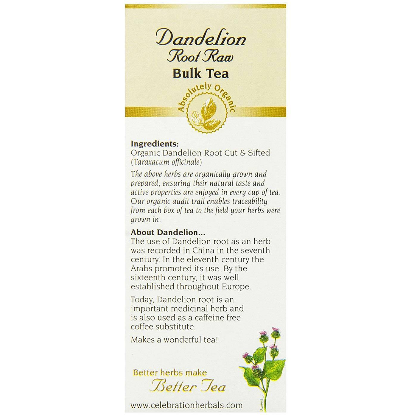 Comprar Celebration Herbals, Herbal Tea, Chá de Raíz de Dente de Leão Orgânico - 65 g (3,17 oz) - Imagem 2