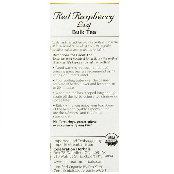Comprar Celebration Herbals Herbal Tea, Chá de Folha de Framboesa Vermelha Orgânica - 40 g (1,76 oz) - Imagem 4
