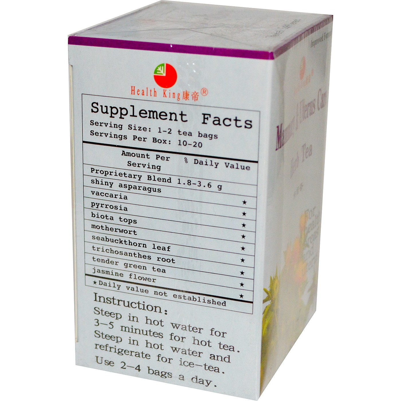 Comprar Health King and Balanceuticals, Chá de Ervas (Cuidado com as Mamas e o Útero) - 20 Saquinhos de chá. - Imagem 2