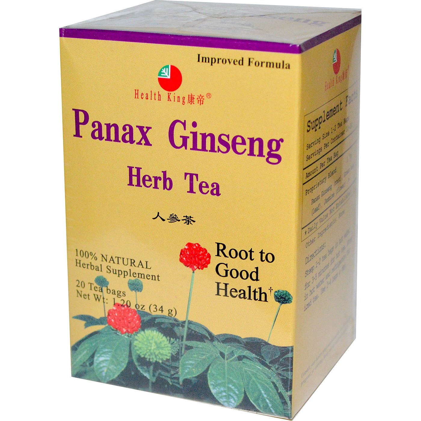 Comprar Health King and Balanceuticals, Panax Ginseng Tea - 20 Saquinhos de Chá