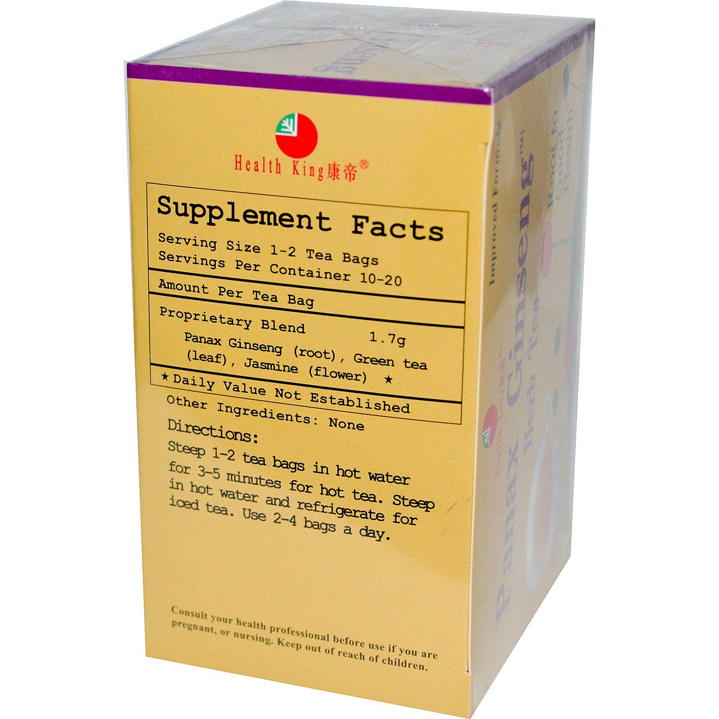 Comprar Health King and Balanceuticals, Panax Ginseng Tea - 20 Saquinhos de Chá - Imagem 2