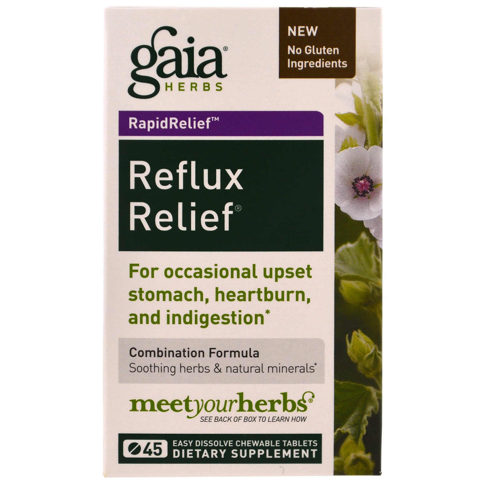 Comprar Gaia Herbs, Alívio do Refluxo, 45 comprimidos mastigáveis de fácil dissolução - Imagem 2