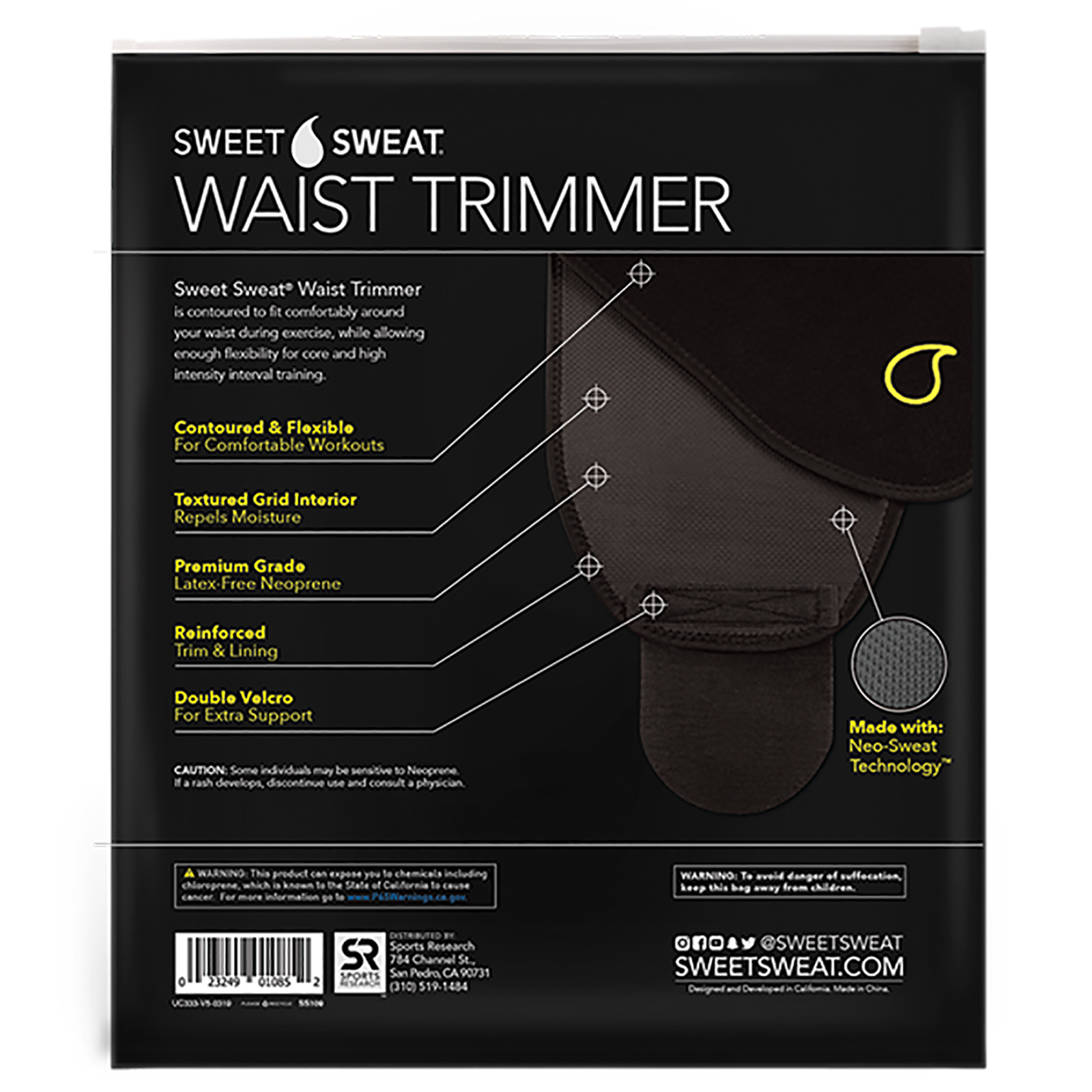 Comprar Sports Research, Sweet Sweat Waist Trimmer, Small, Black & Yellow, 1 Belt - Imagem 2