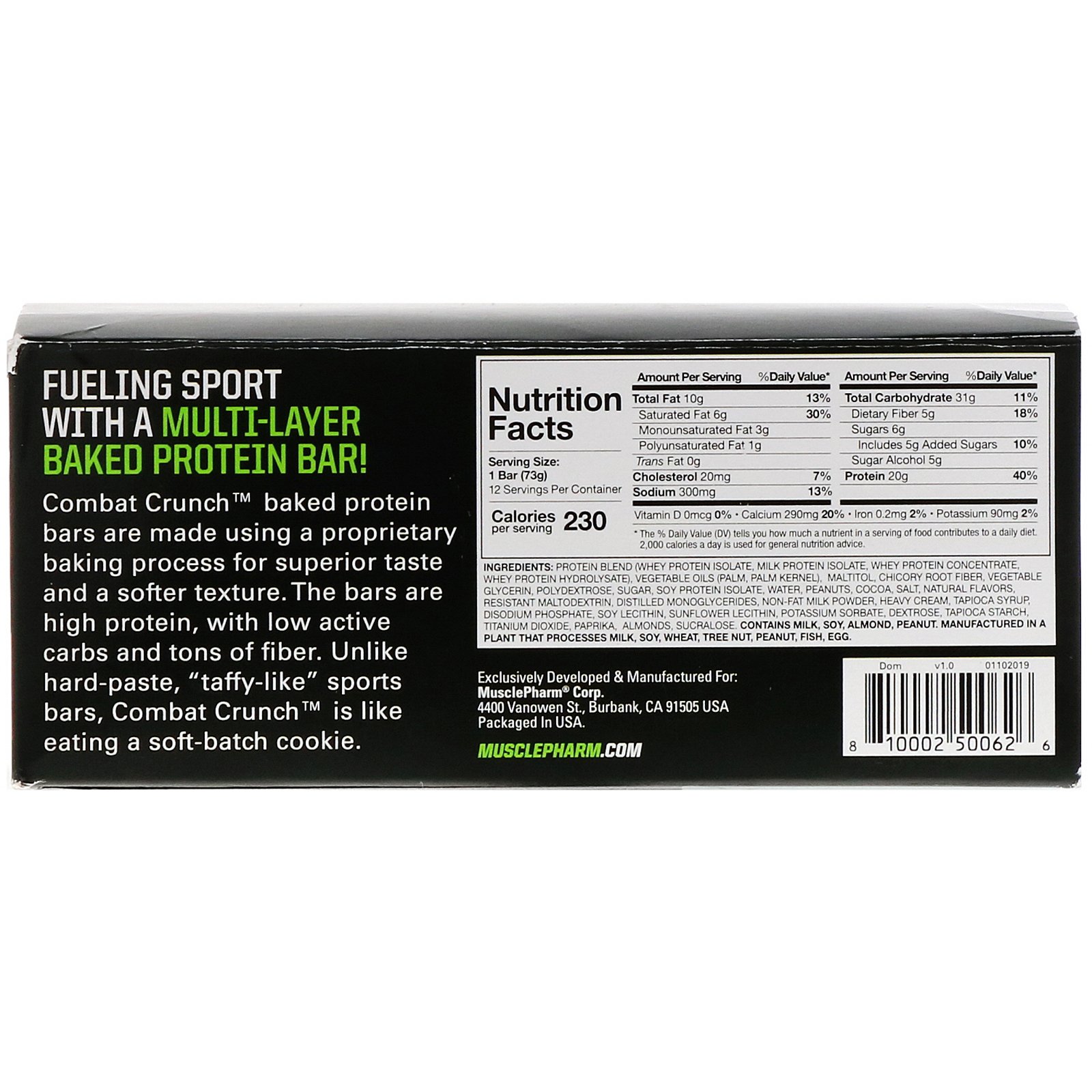 Comprar MusclePharm, Combat Crunch, Caramel Candy Bar, 12 Bars, 2.57 oz (73 g) - Imagem 3