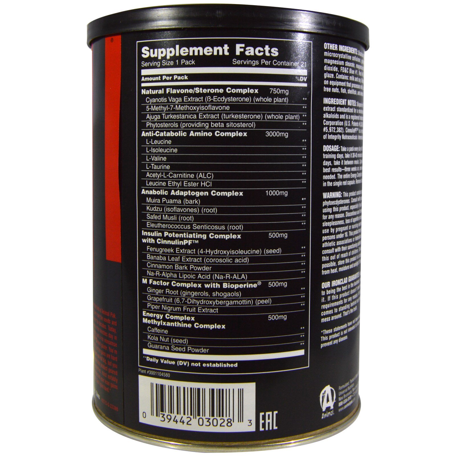 Comprar Universal Nutrition, Preparo Anabólico Não-Hormonal,, 21 Pacotes - Imagem 2