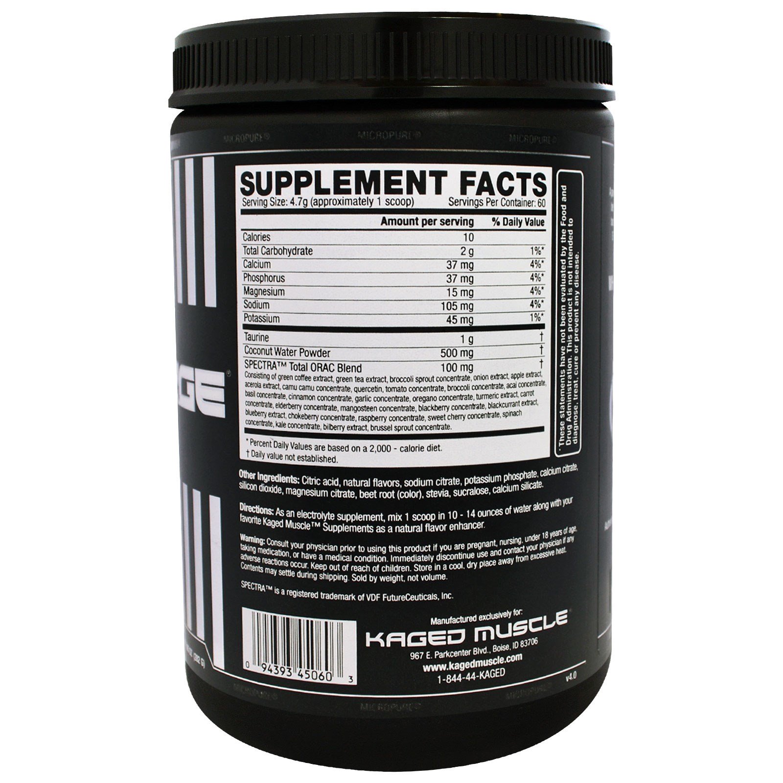 Comprar Kaged Muscle, Hydra-Charge, Hidrata e Defende, Sabor Ponche de Frutas, 9.95 oz (282 g) - Imagem 2