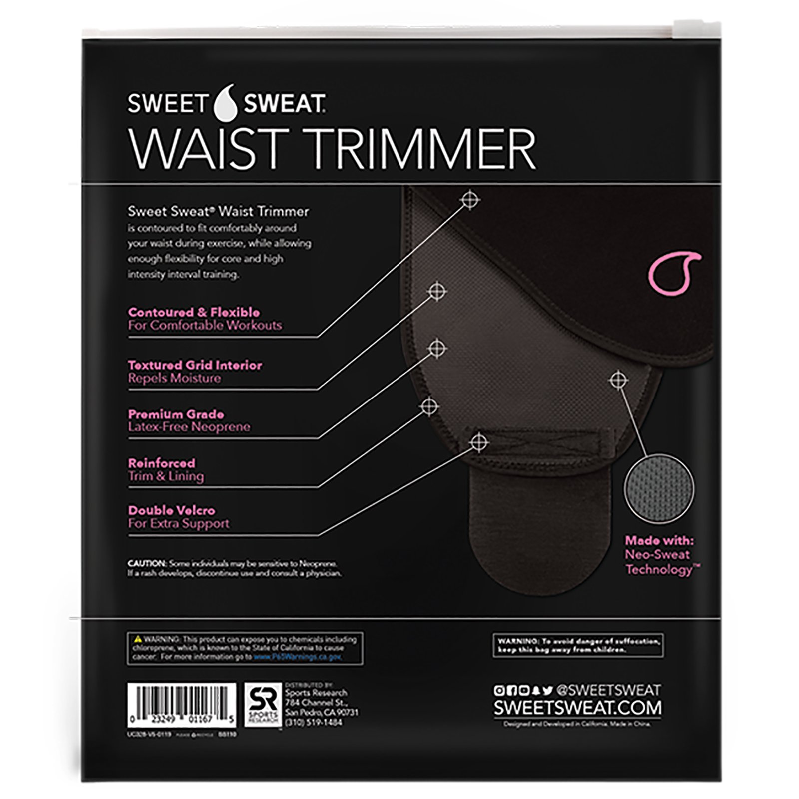Comprar Sports Research, Cinta Modeladora de Cintura Sweet Sweat, Pequena, Preta e Rosa, 1 Cinta - Imagem 2