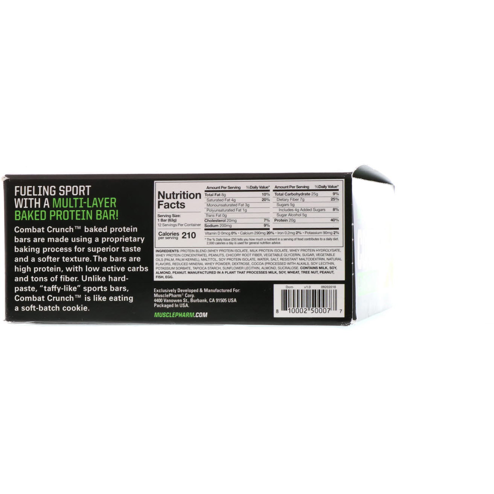 Comprar MusclePharm, Combat Crunch, Peanut Butter Lovers, 12 Bars, 2.22 oz (63 g) Each - Imagem 3