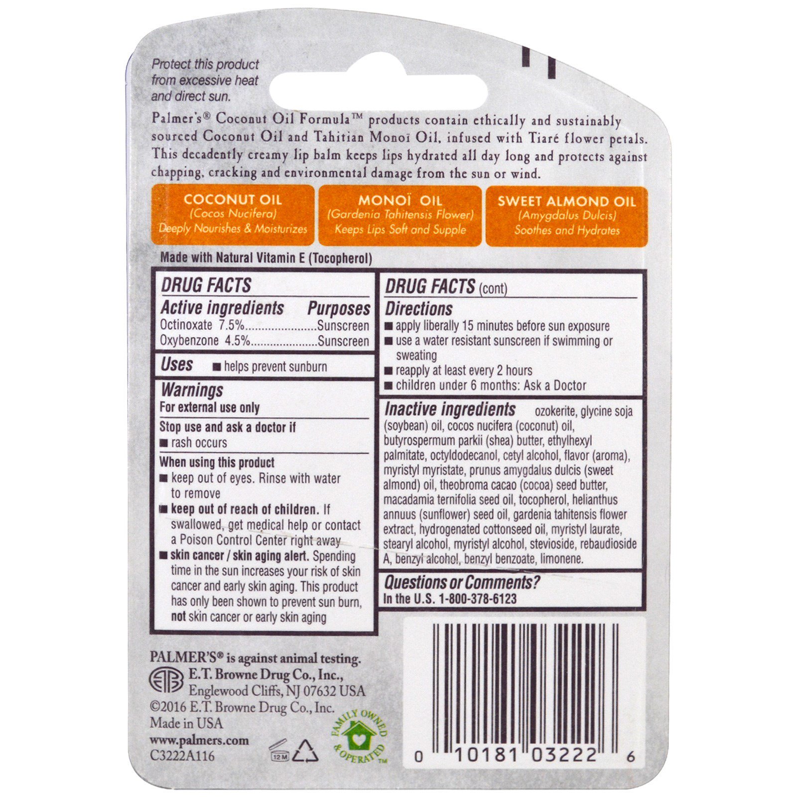 Comprar Palmer's, Bálsamo Labial de Óleo de Coco, FPS 15, 4 g - Imagem 3