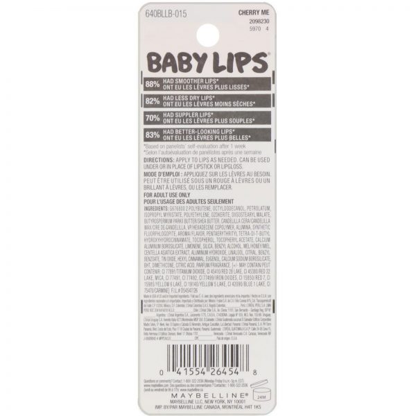 Comprar Maybelline, Baby Lips, Protetor labial hidratante, Cherry Me, 4,4 g