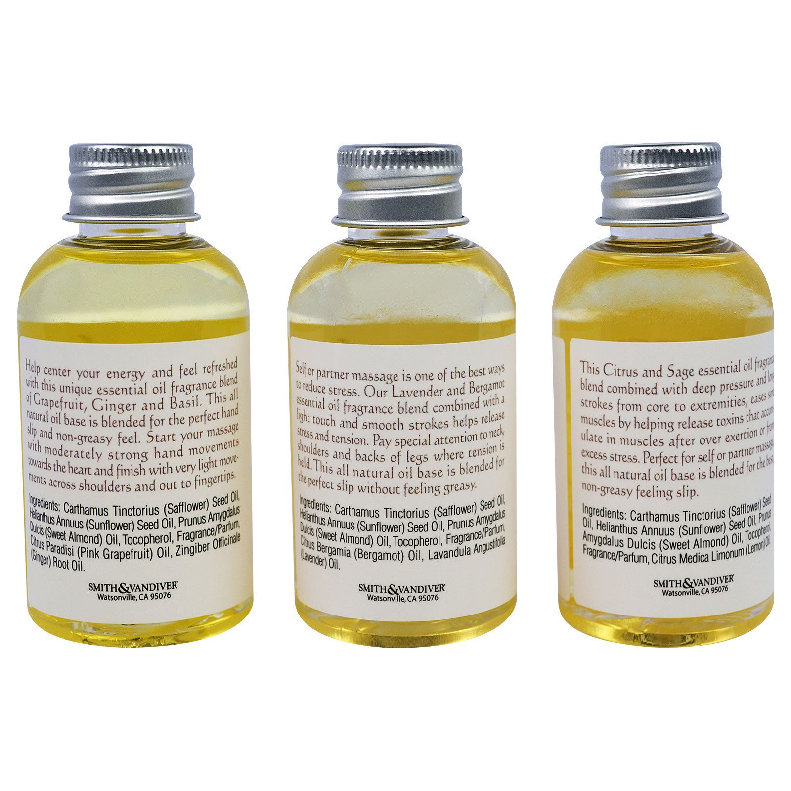 Comprar Smith & Vandiver, Spa...ah, Óleos de Massagem, Kit com 3 Unidades, 2 fl oz (60 ml) Cada - Imagem 2