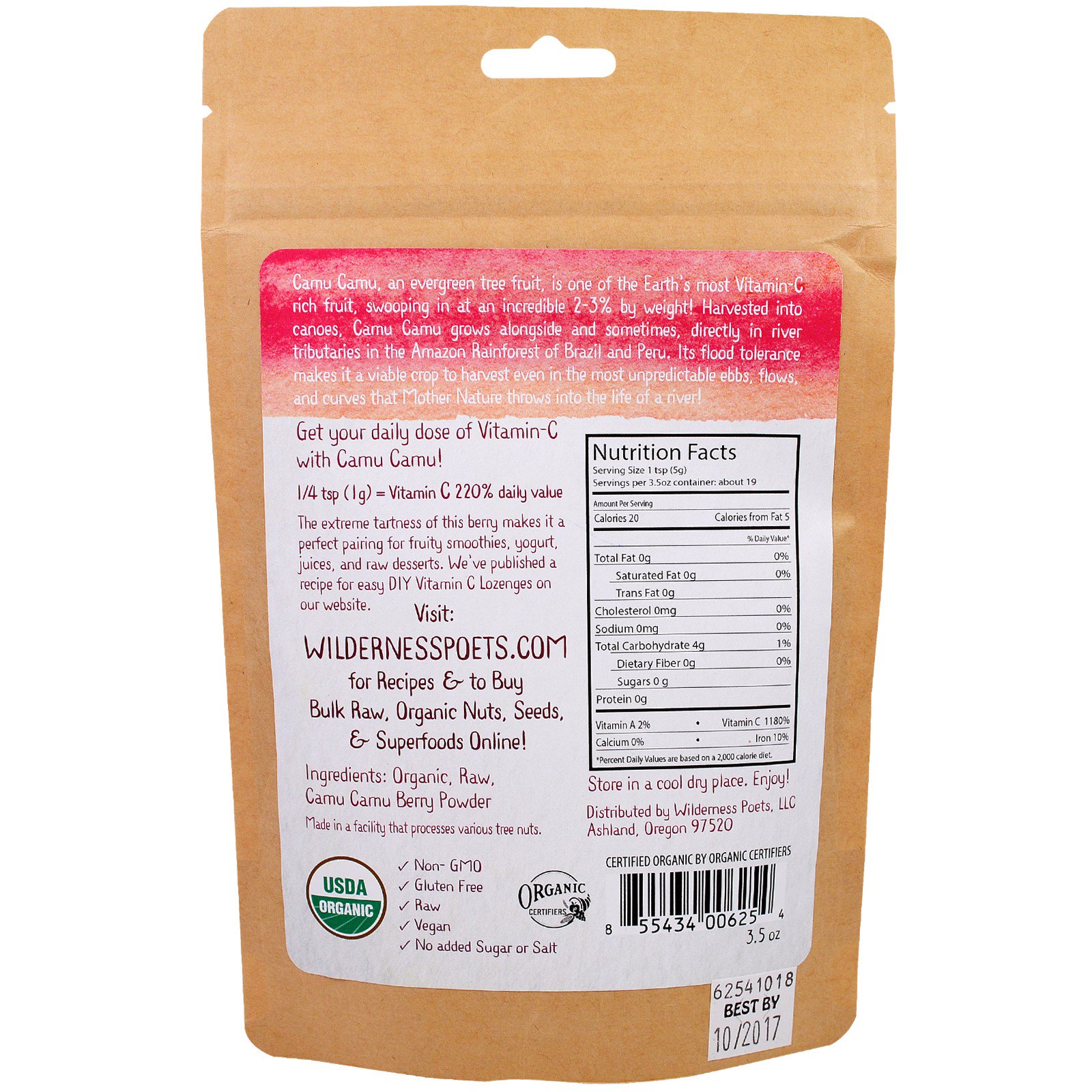 Comprar Wilderness Poets, Alimentos Crus Vivos, Berry em Pó Camu Camu, 99 g - Imagem 2
