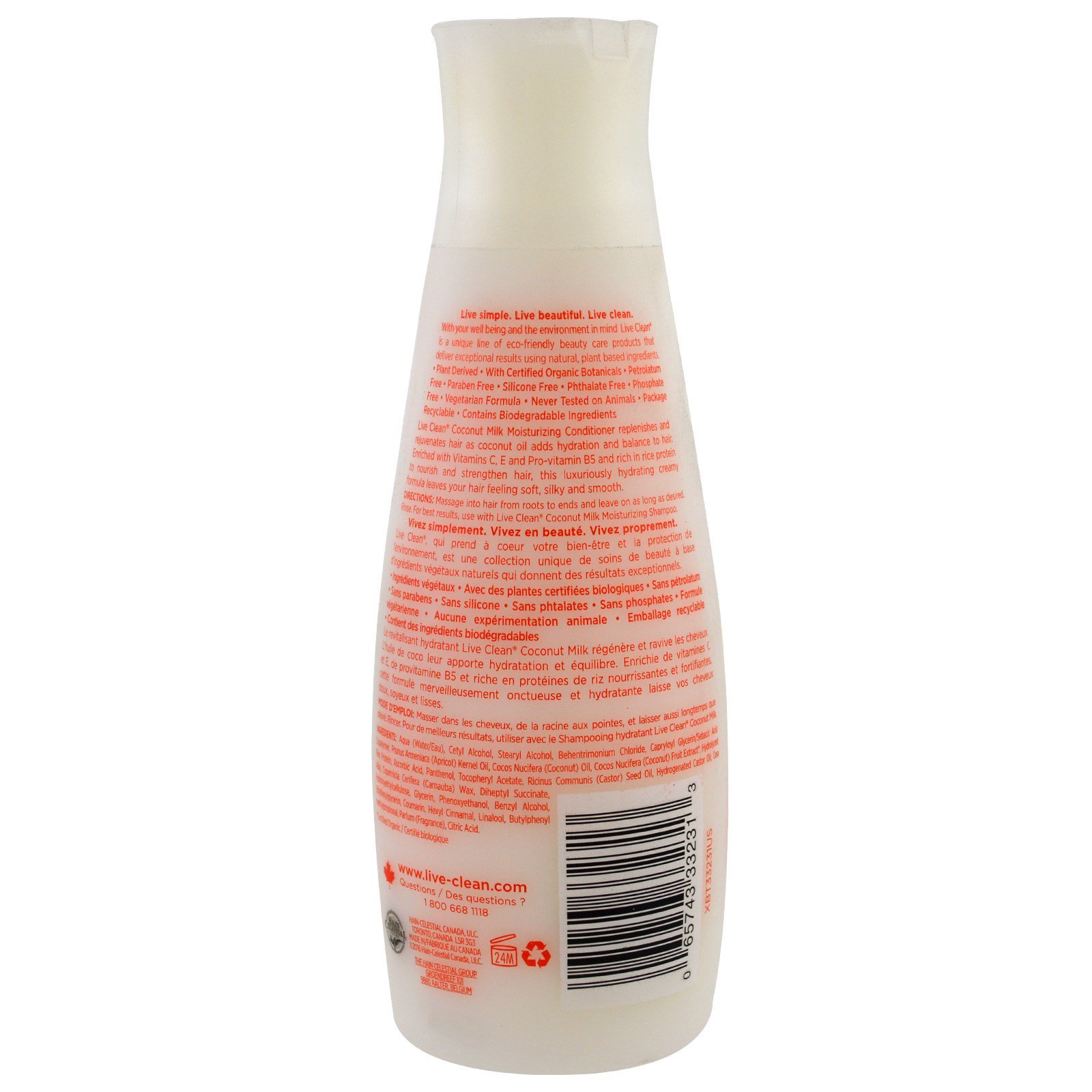 Comprar Live Clean, Condicionador hidratante, Leite de coco, 12 fl oz (350 ml) - Imagem 2