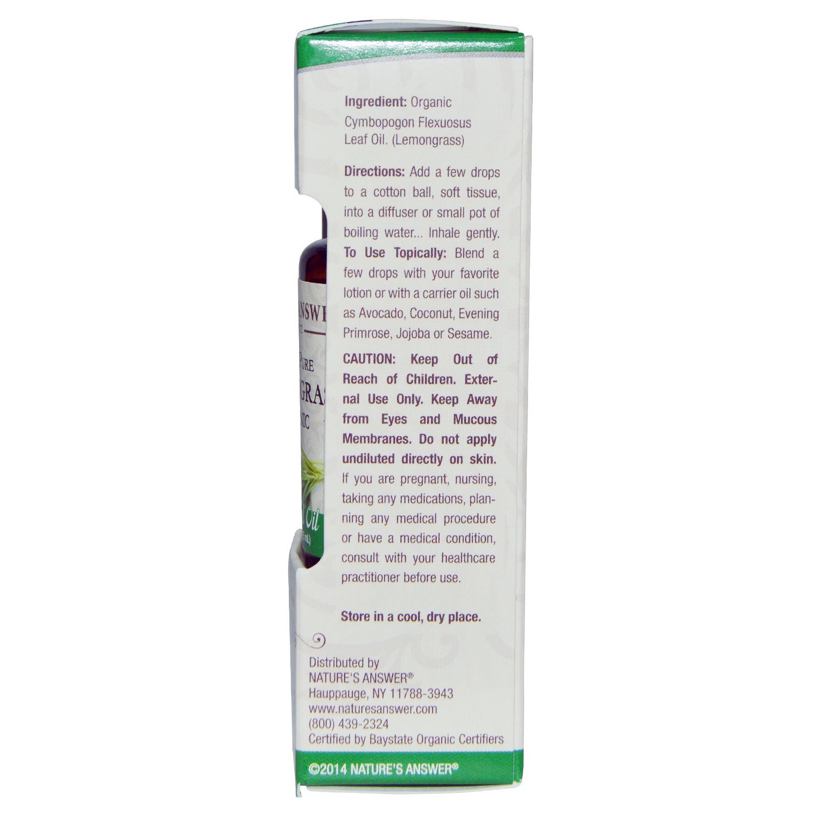 Comprar Nature's Answer, Óleo essencial orgânico, Erva-limão 100% pura, 15 ml - Imagem 2