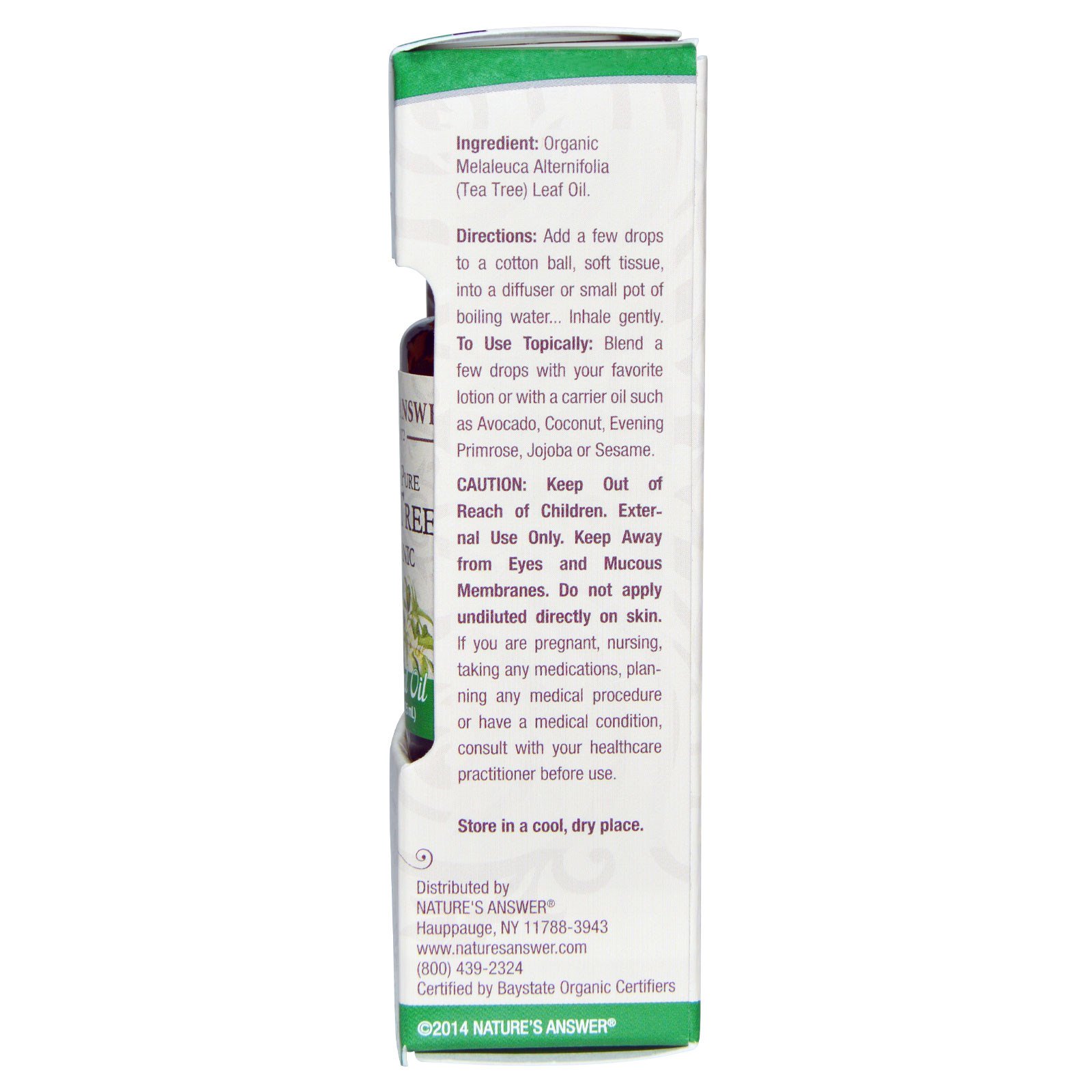 Comprar Nature's Answer, Óleo Essencial Orgânico, 100% Pura Árvore do Chá, 0,5 fl oz / 15 ml - Imagem 2