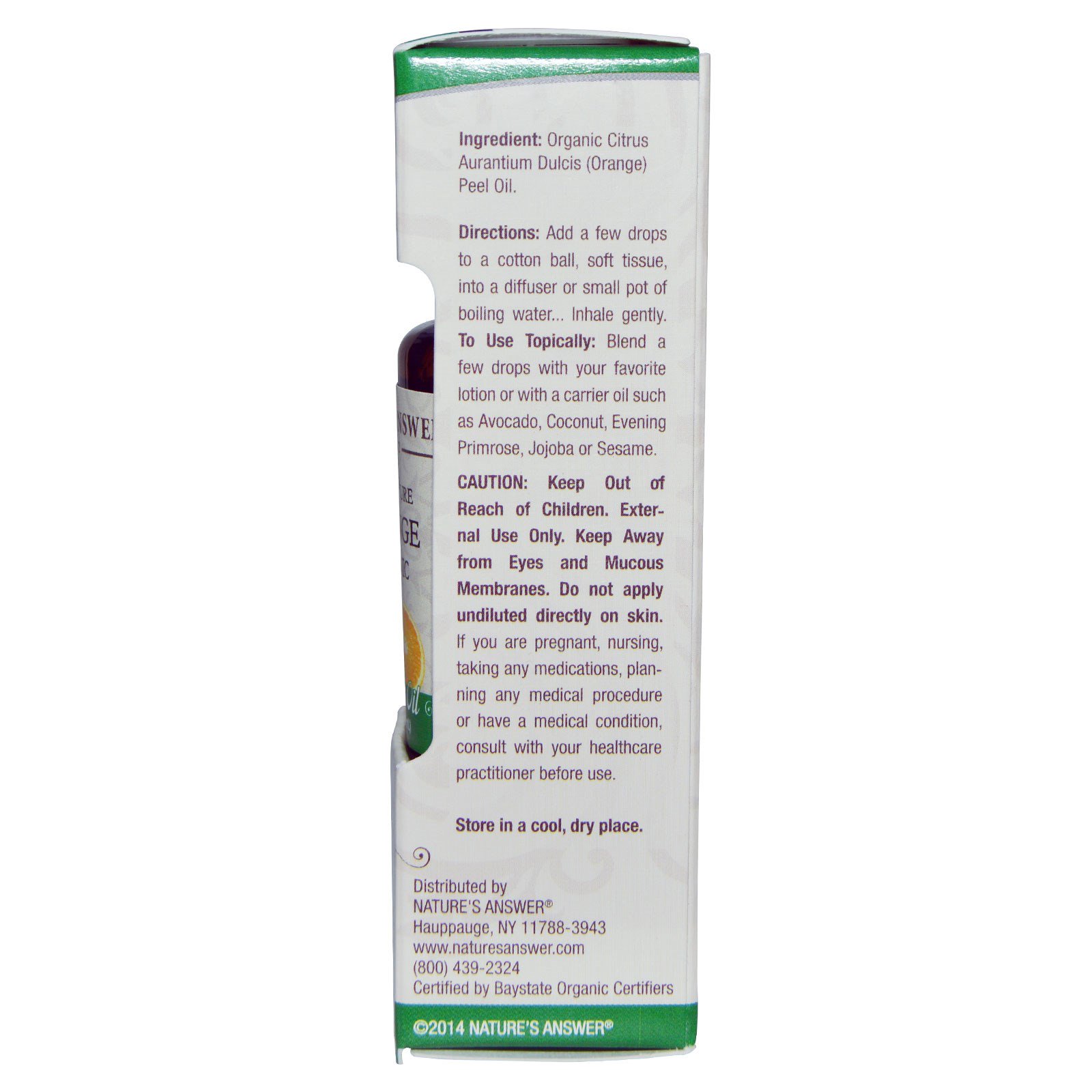 Comprar Nature's Answer, Óleo Essencial Orgânico, 100% Pura Laranja, 0,5 fl oz / 15 ml - Imagem 2