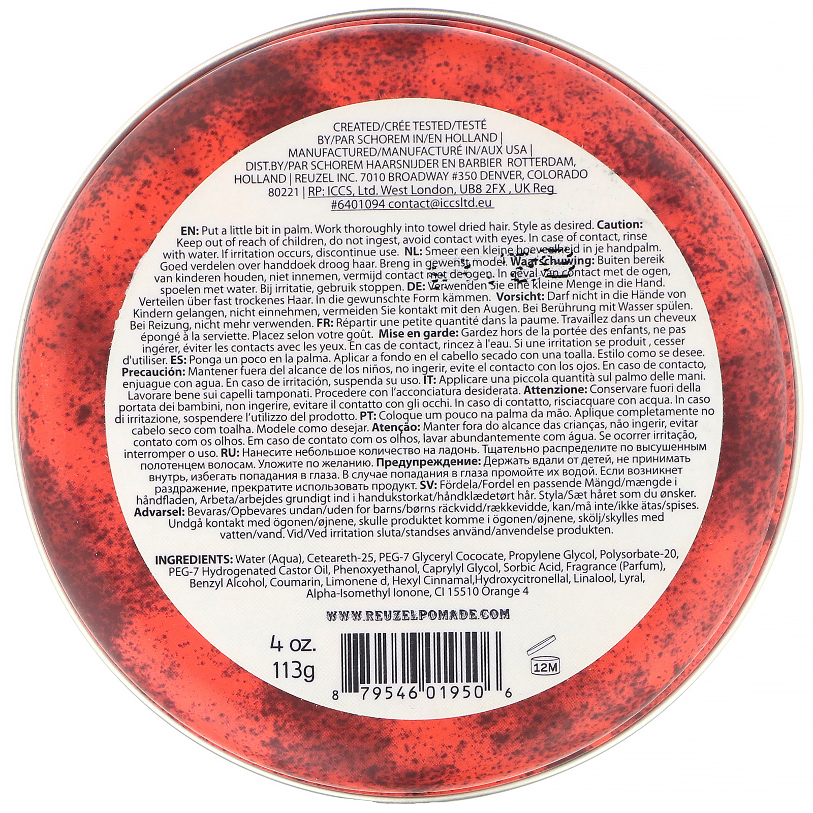 Comprar Reuzel, Red Pomade, Solúvel em Água, Fixação Média, 113 g (4 oz) - Imagem 2