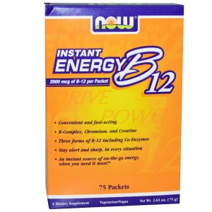 Comprar Now Foods, Energia instantêa B12, 2000 mcg, 75 envelopes, 1 g cada