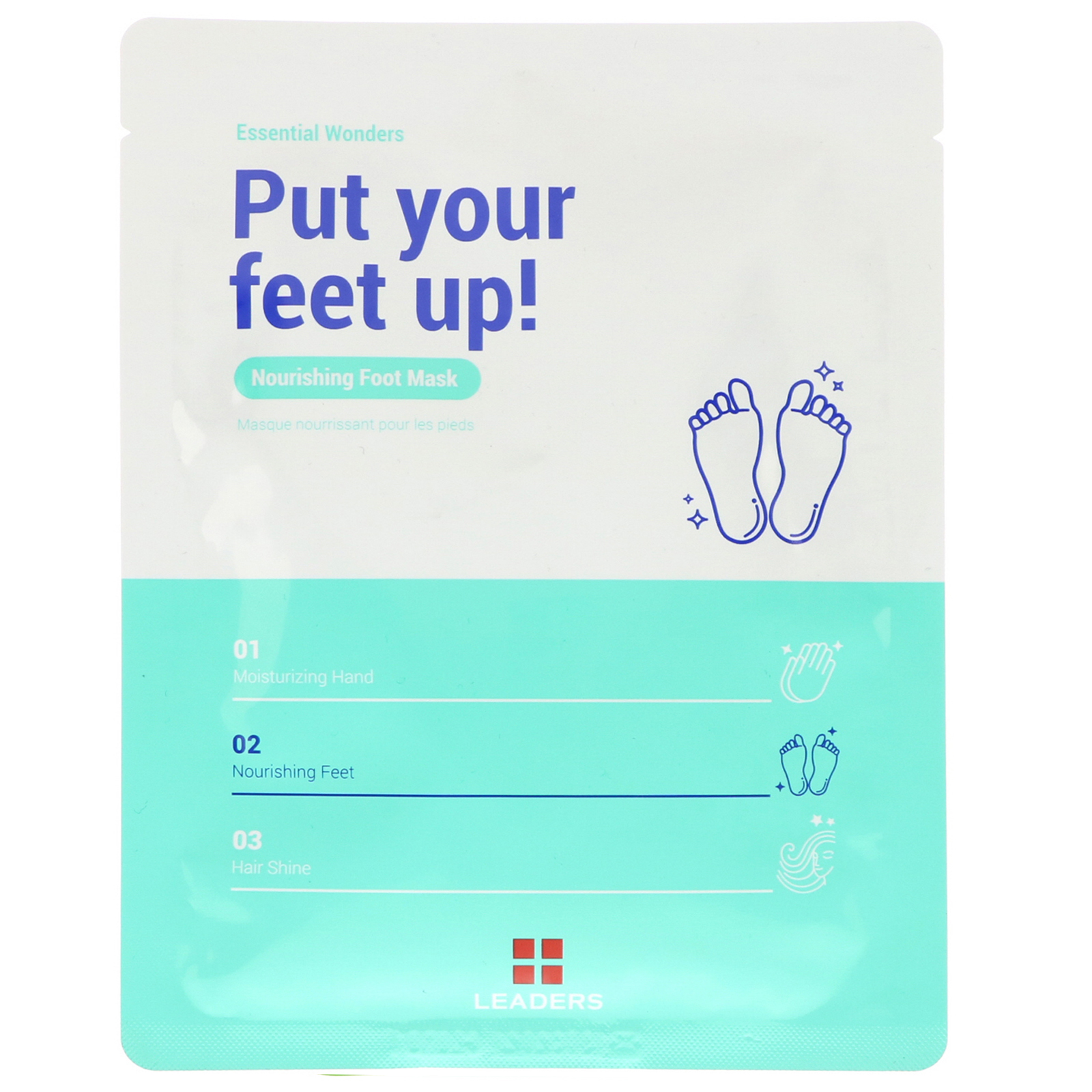 Comprar Leaders, Maravilhas Essenciais, Ponha Seus Pés para Cima, Máscara Nutritiva para os Pés, 1 Par, 18 ml