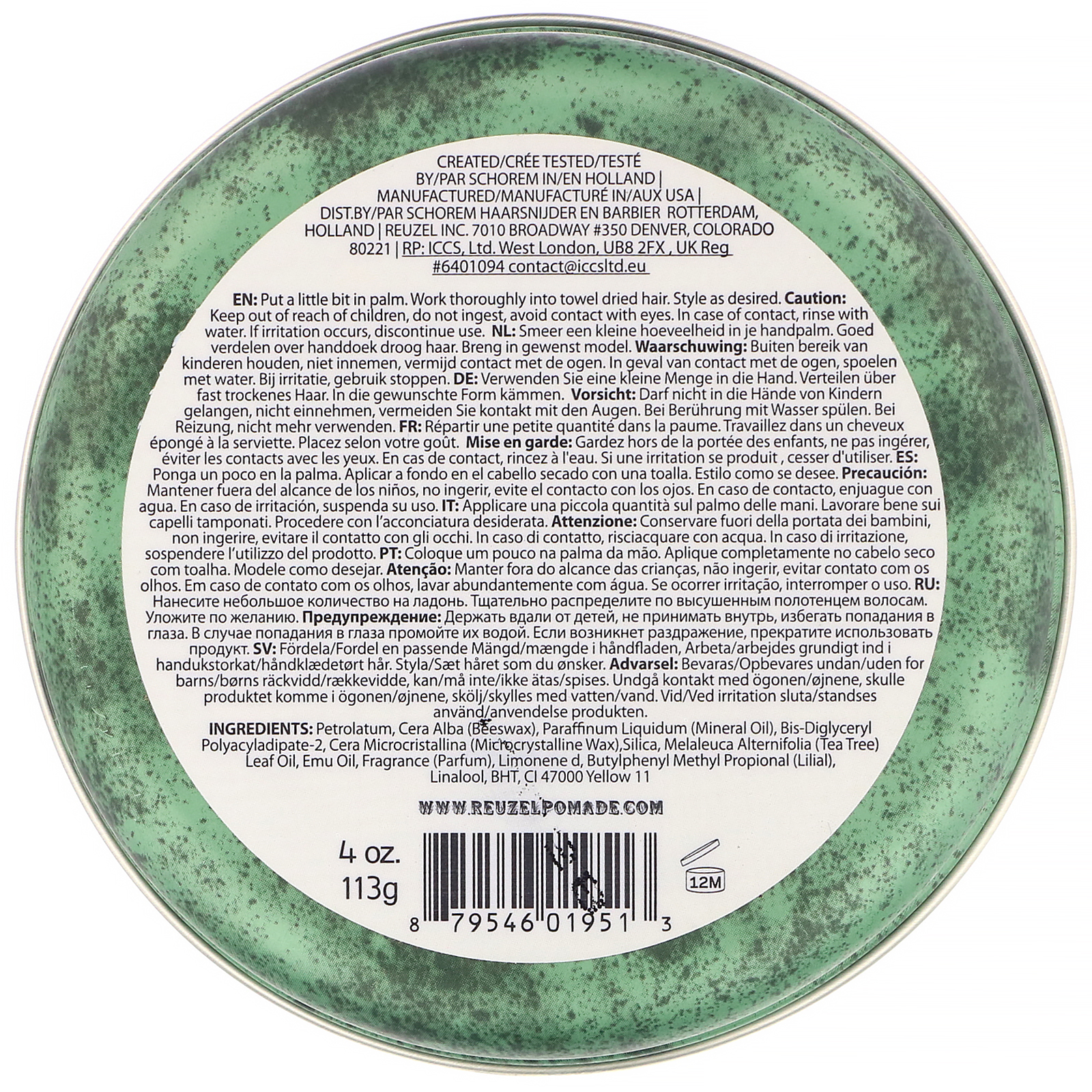 Comprar Reuzel, Green Pomade, Grease, Medium Hold, 4 oz (113 g) - Imagem 2