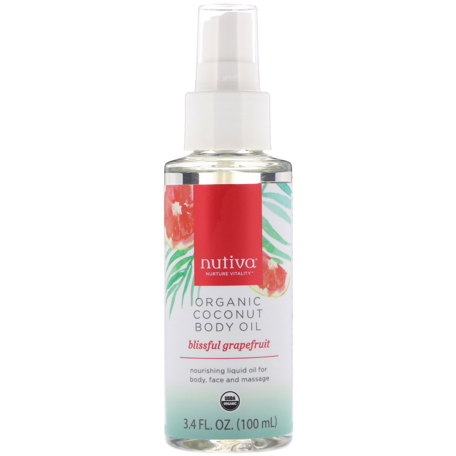 Comprar Nutiva, Óleo Corporal de Coco Orgânico, Toranja da Felicidade, 100 ml (3,4 fl oz) - Imagem 3