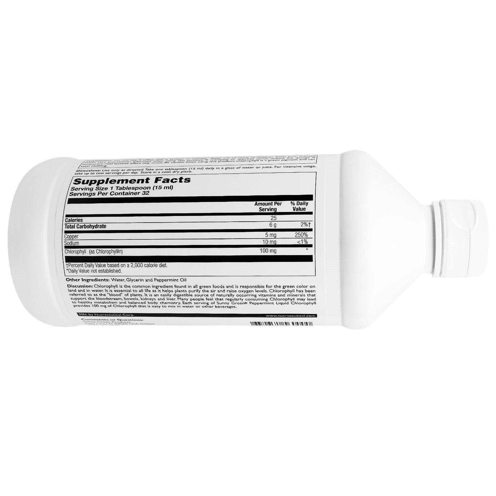 Comprar Sunny Green, Clorofila Líquida, Hortelã, 100mg, 480ml - Imagem 2