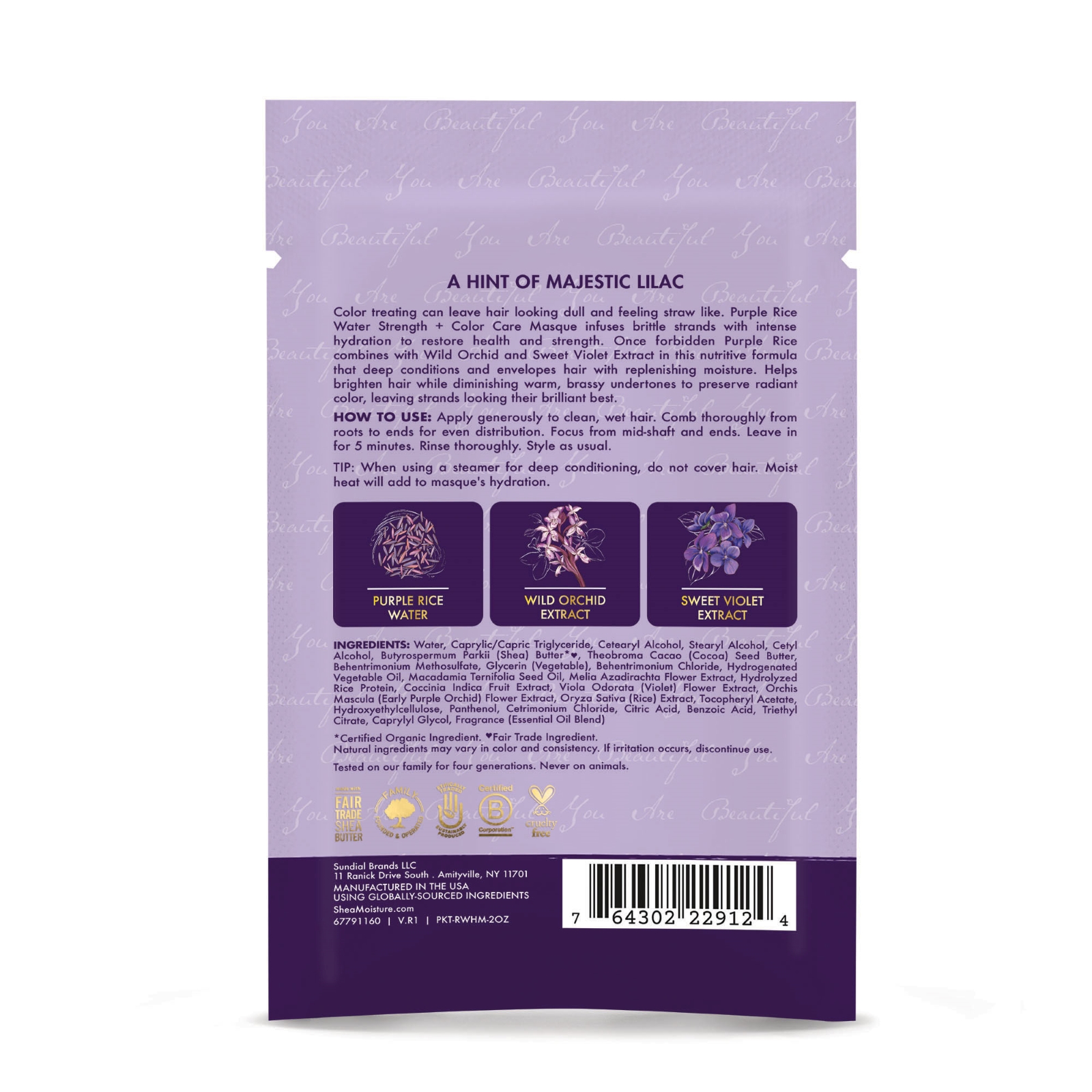 Comprar SheaMoisture, Strength + Color Care Masque, Purple Rice Water, 2 oz (57 g) - Imagem 2