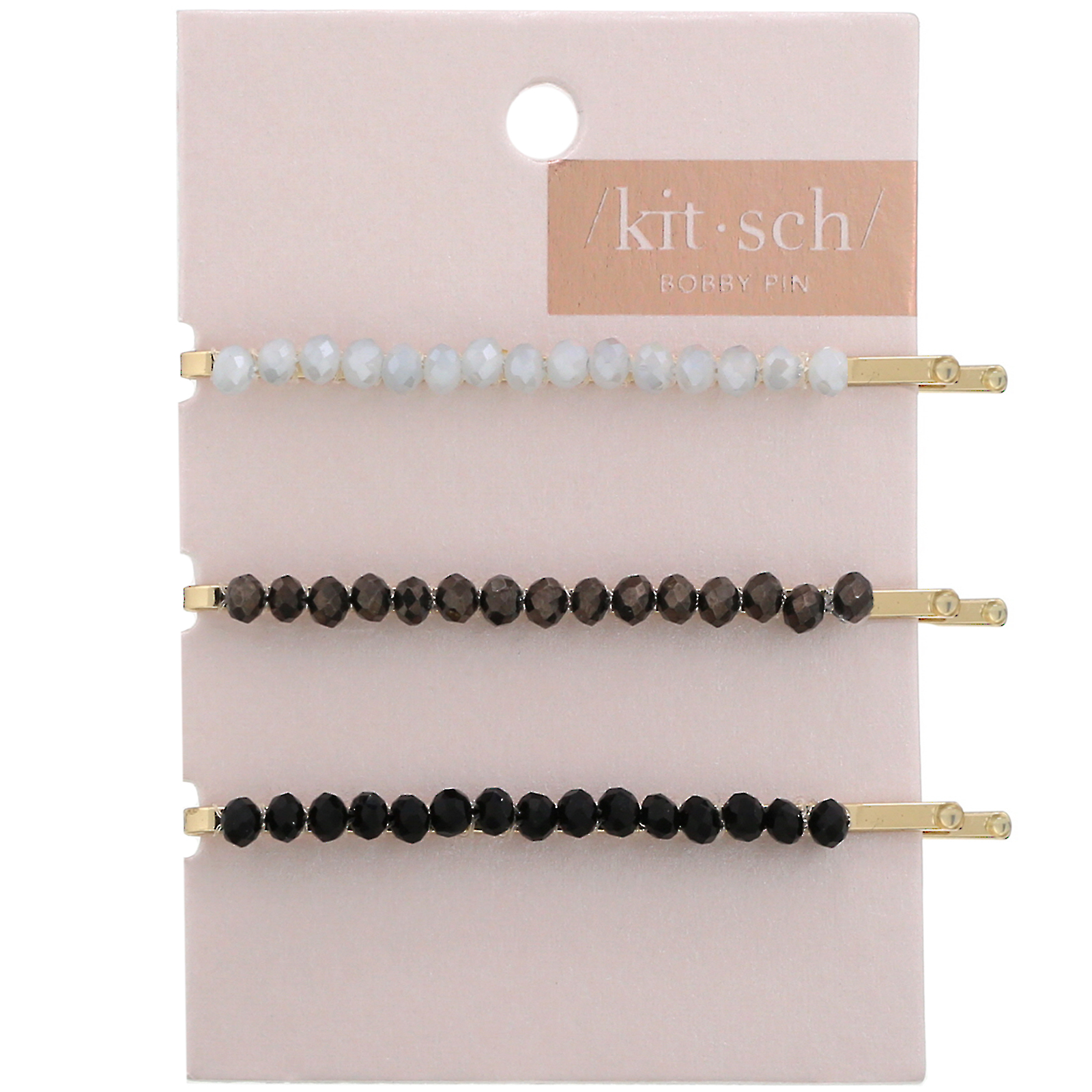 Comprar Kitsch, Grampos com Miçangas, Preto/Prata, 3 Peças - Imagem 2