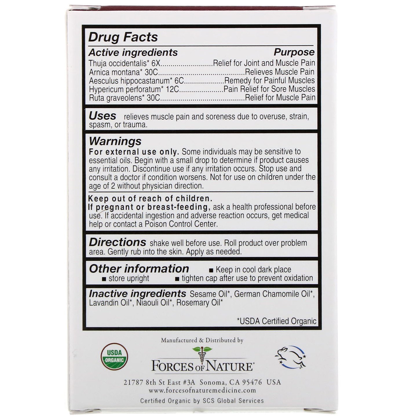 Comprar Forces of Nature, Dor Muscular, Roll-on para Controle da Dor, 4 ml (0,14 oz) - Imagem 2
