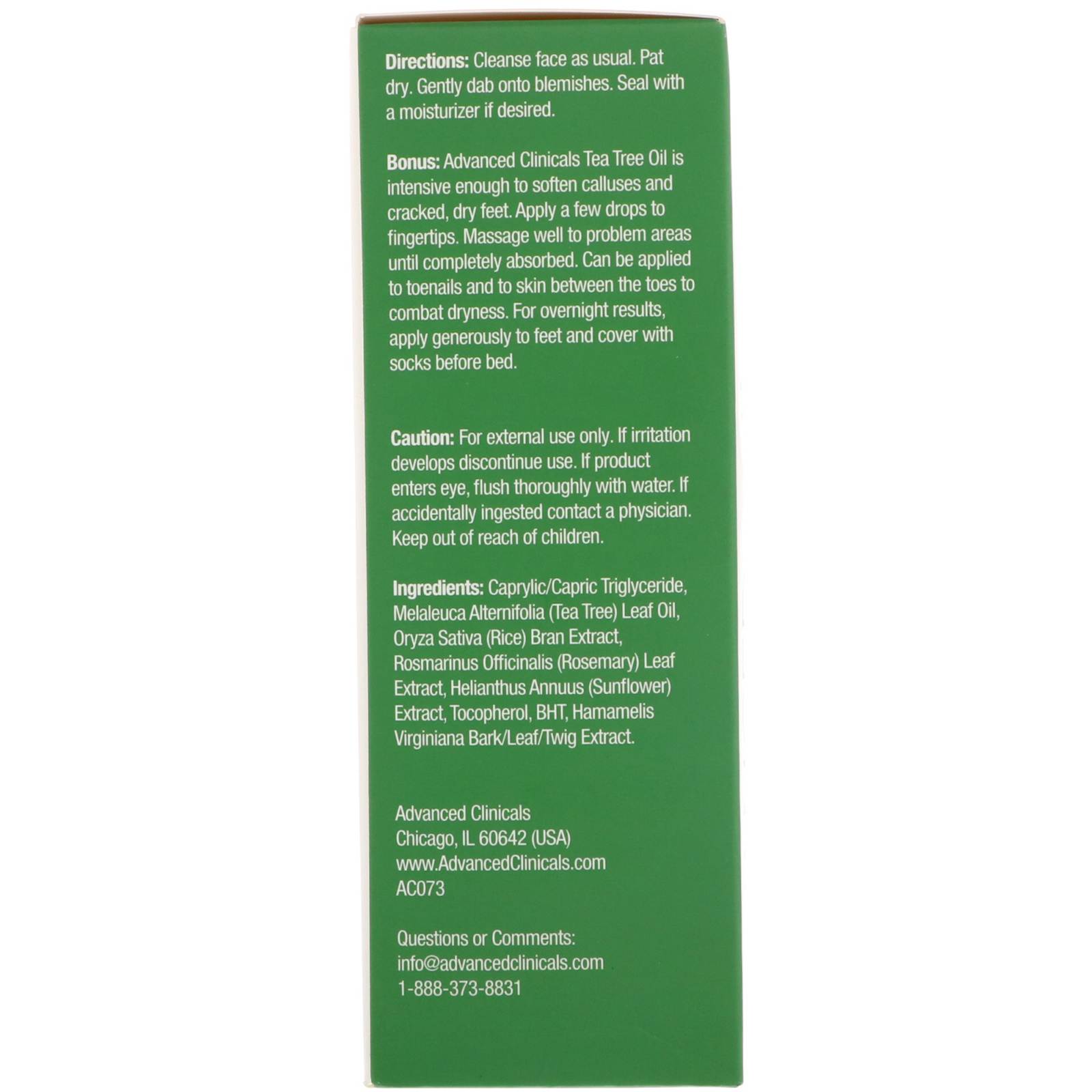 Comprar Advanced Clinicals, Tea Tree Oil, 1.8 fl oz (53 ml) - Imagem 3