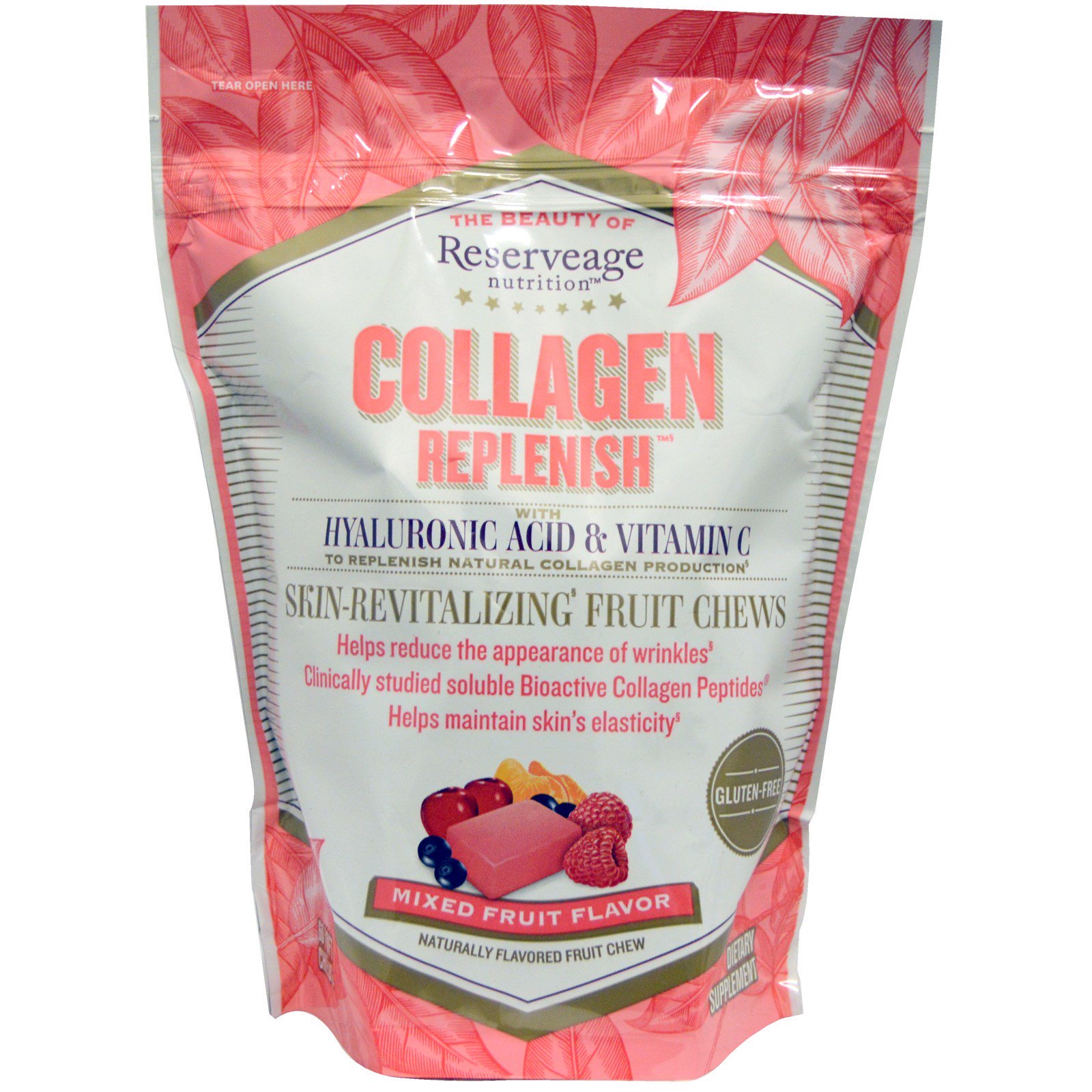 Comprar ReserveAge Nutrition, Repositor de Colágeno, Frutas Sortidas, 60 Balas Mastigáveis