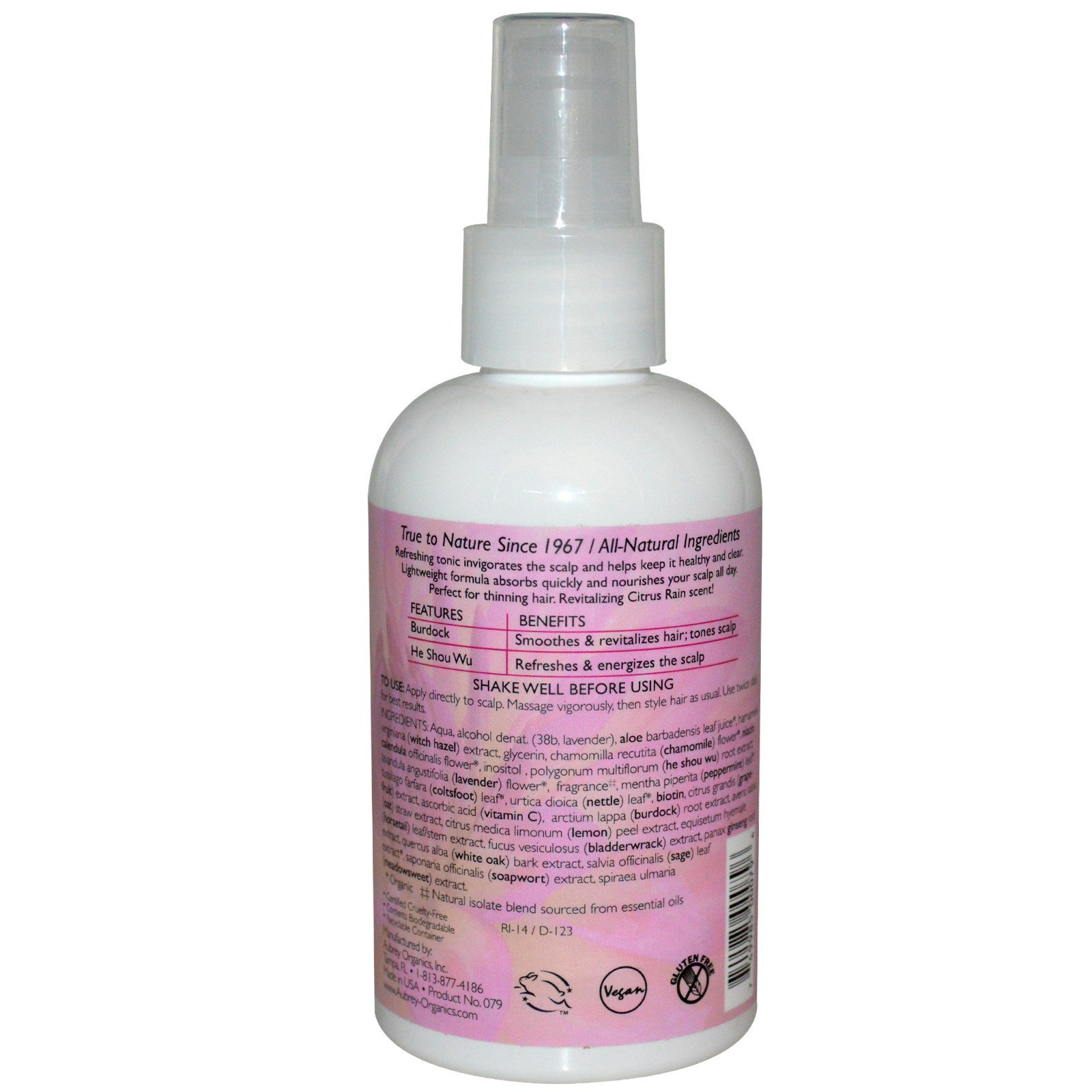 Comprar Aubrey Organics, Reparo com Biotina, Tônico para o escalpo, Chuva Cítrica, 6 fl oz (177 ml) - Imagem 2