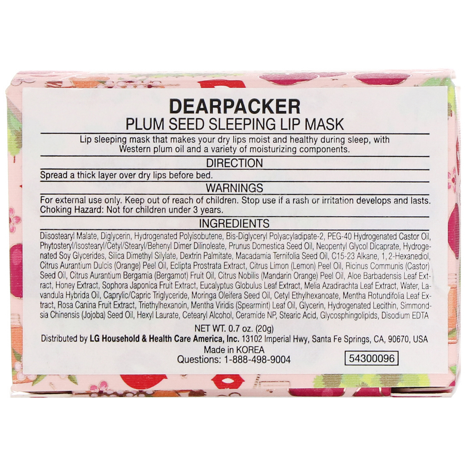 Comprar Dear Packer, Plum Seed, Plum Seed Sleeping Lip Mask, 0.7 oz (20 g) - Imagem 3