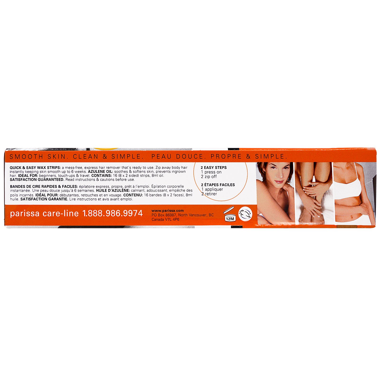 Comprar Parissa, Tiras para Depilação Fácil e Rápida, Pernas e Corpo, 16 (8x2 Lados) Tiras - Imagem 2