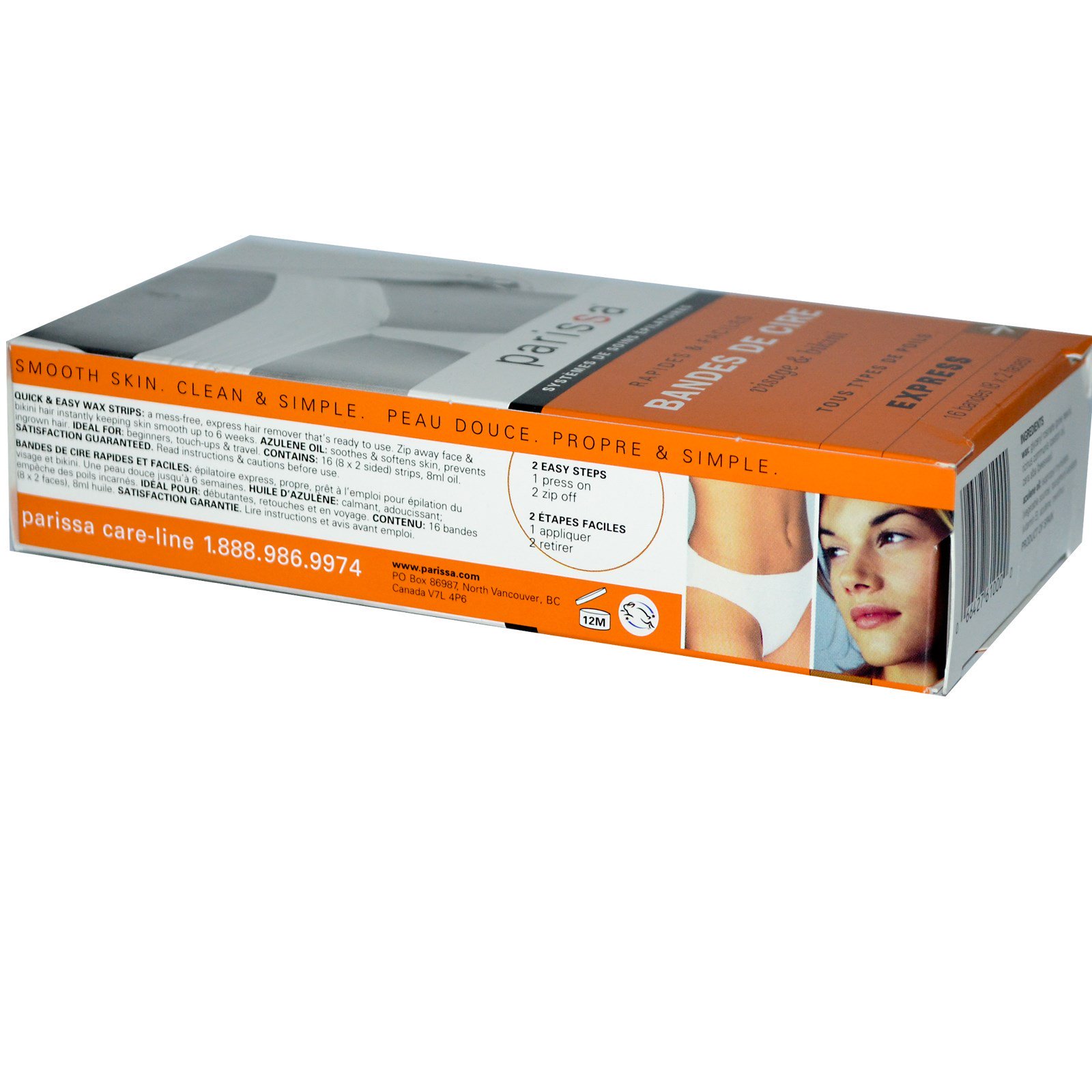 Comprar Parissa, Sistema Natural de Remoção de Pelos, Tiras de Cera, 16 (8x2 Lados) Tiras - Imagem 2