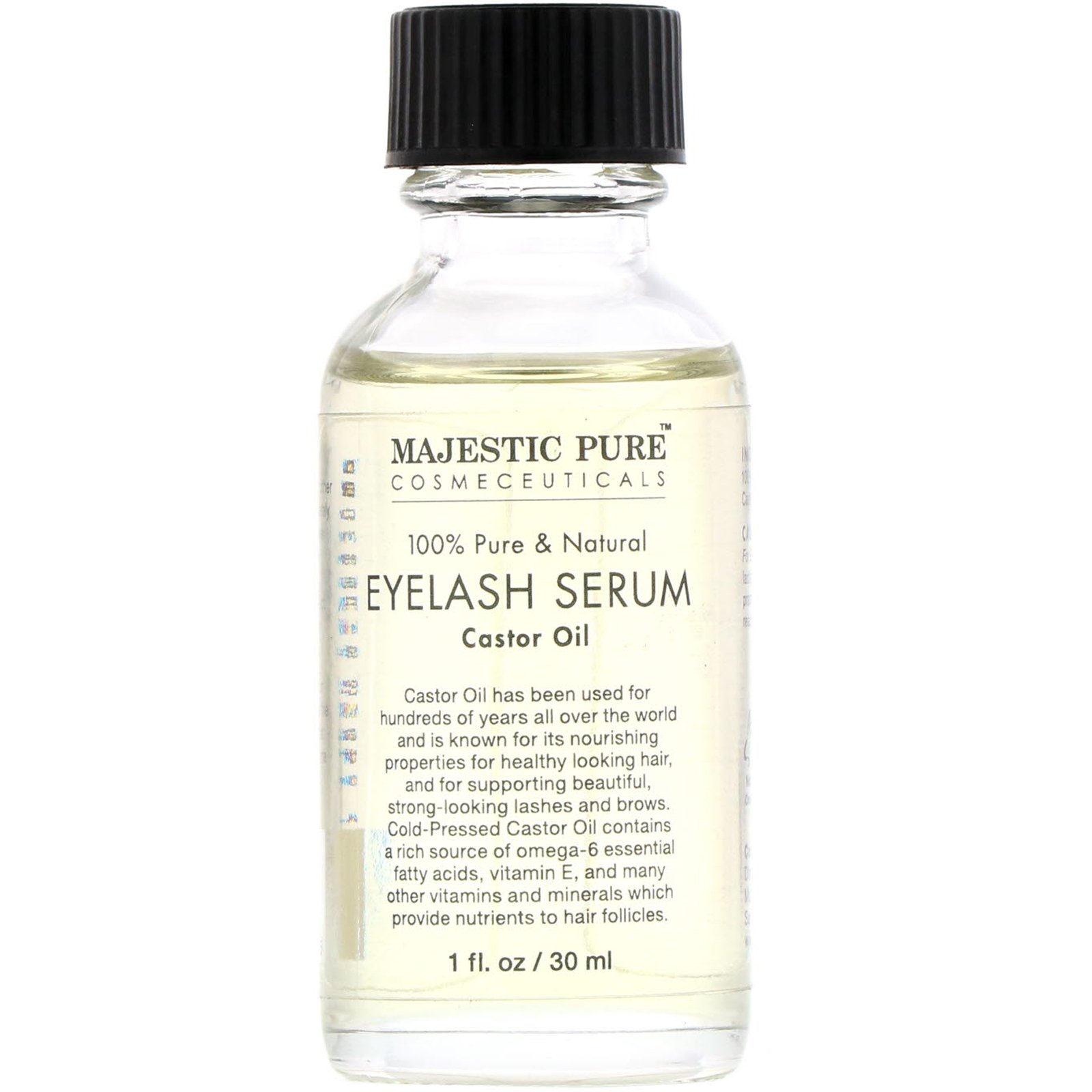 Comprar Majestic Pure, 100% Pure & Natural, Eyelash Serum, Castor Oil, 1 fl oz (30 ml)