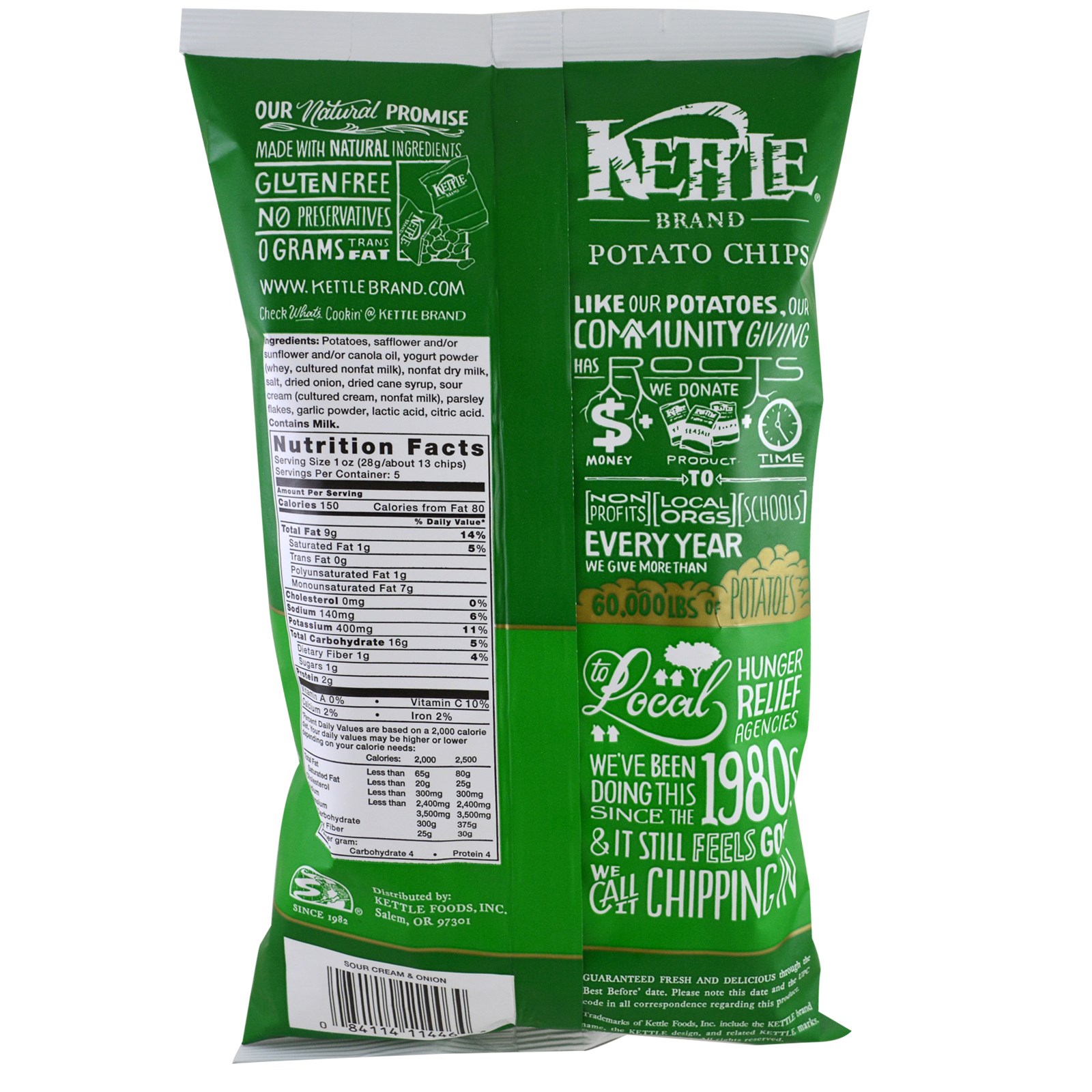Comprar Kettle Foods, Batata Frita, Creme de Leite e Cebola, 142 g (5 oz) - Imagem 2