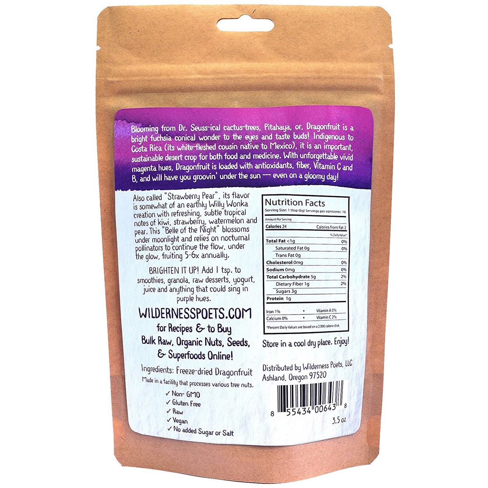 Comprar Wilderness Poets, Pitaya em Pó Liofilizada, 3,5 oz (99 g) - Imagem 2