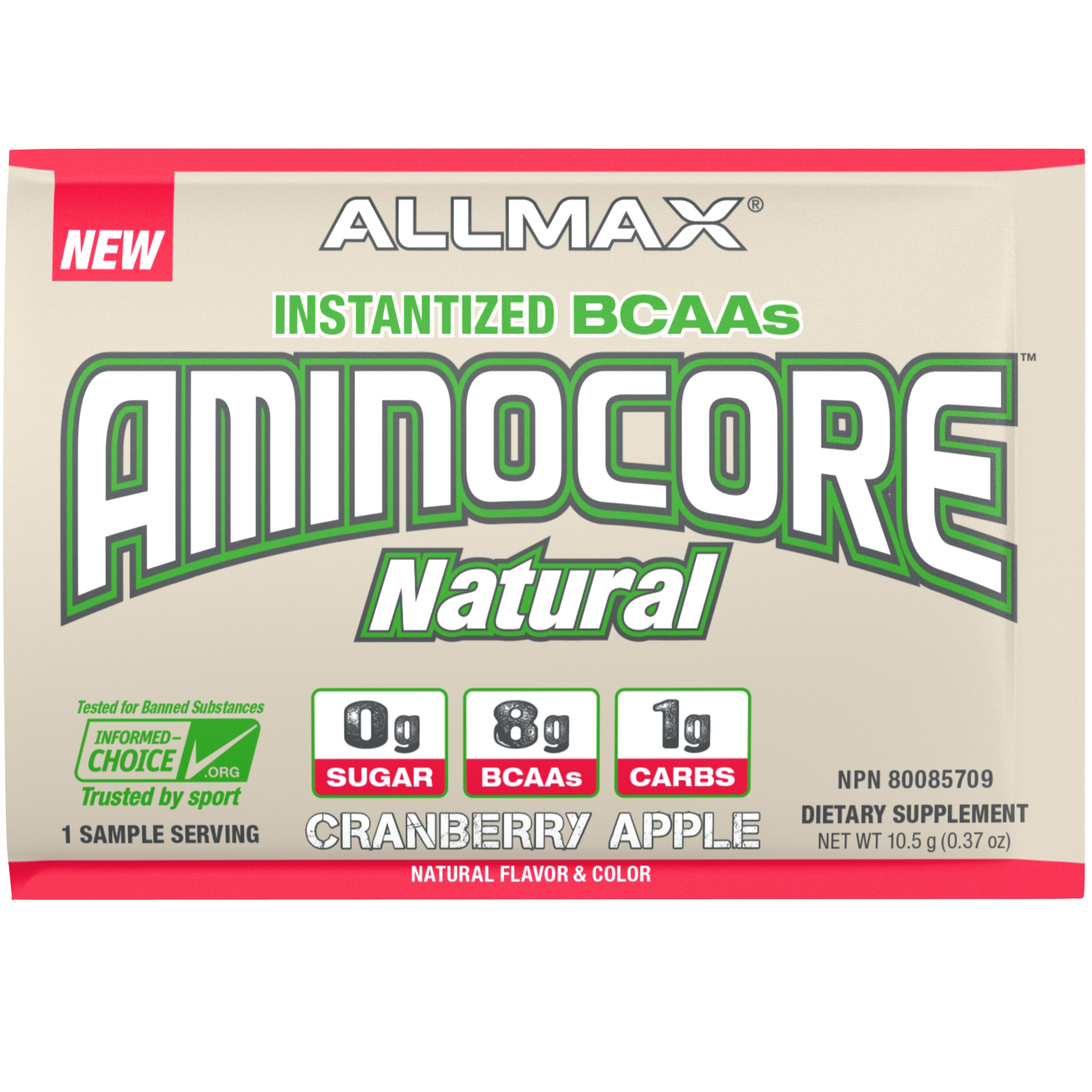 Comprar ALLMAX Nutrition, AMINOCORE Natural, Instantized BCAAs, Cranberry Apple, 10.5 g (0.37 oz)