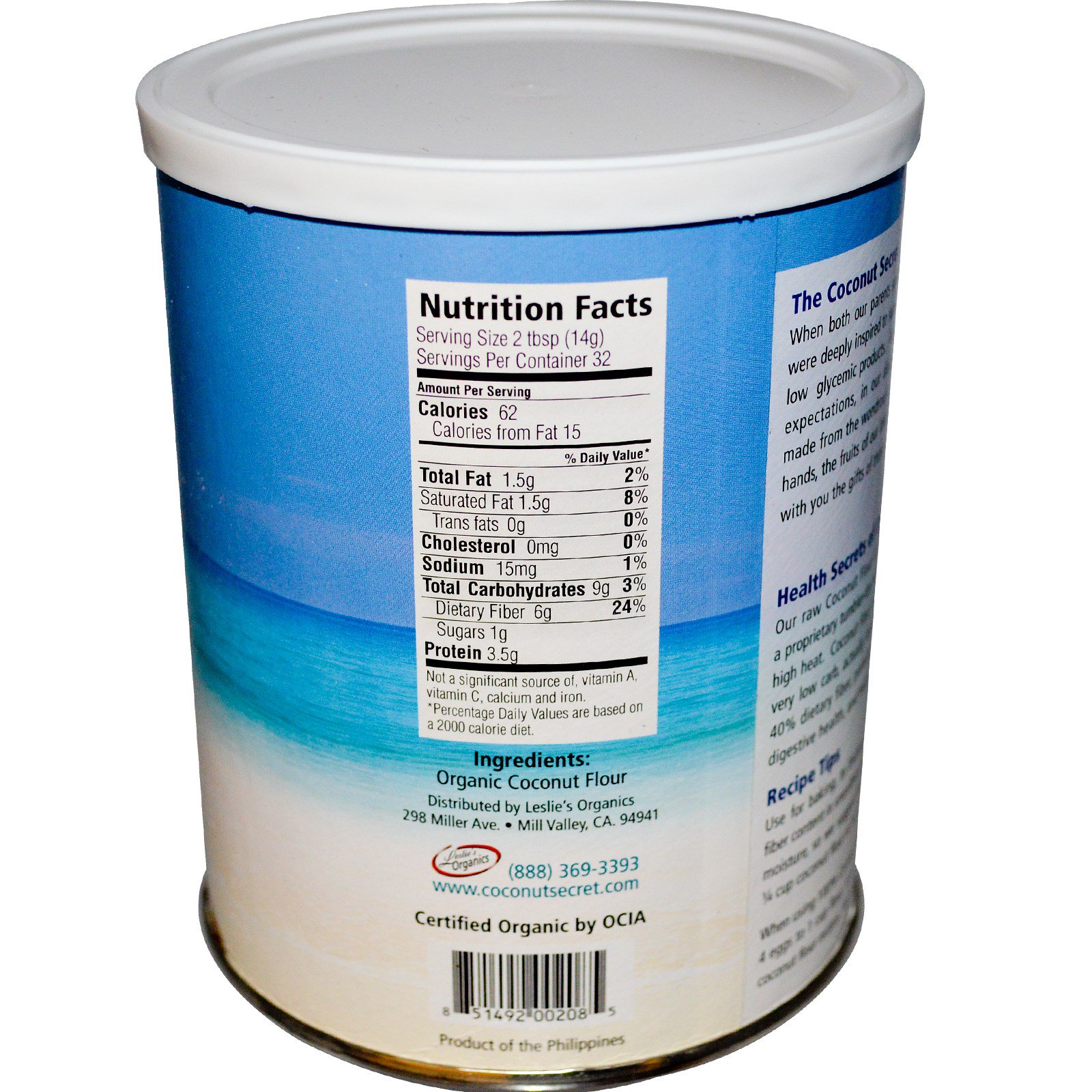 Comprar Coconut Secret, Farinha de Coco Bruto, 1 lb (454 g) - Imagem 2