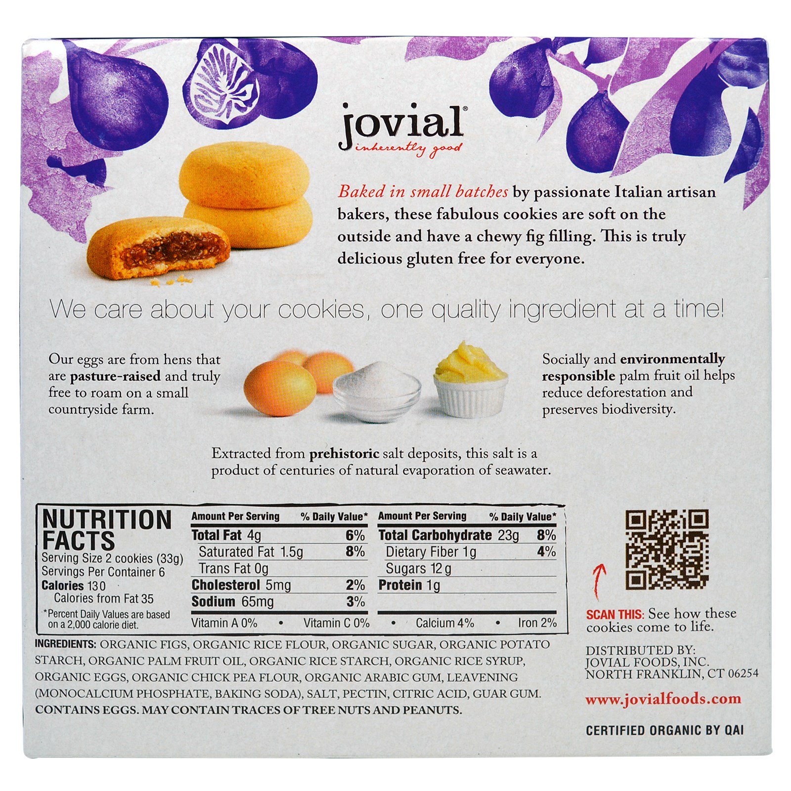 Comprar Jovial, Organic Cookies, Fig Fruit Filled, 6-1.2oz - Imagem 2