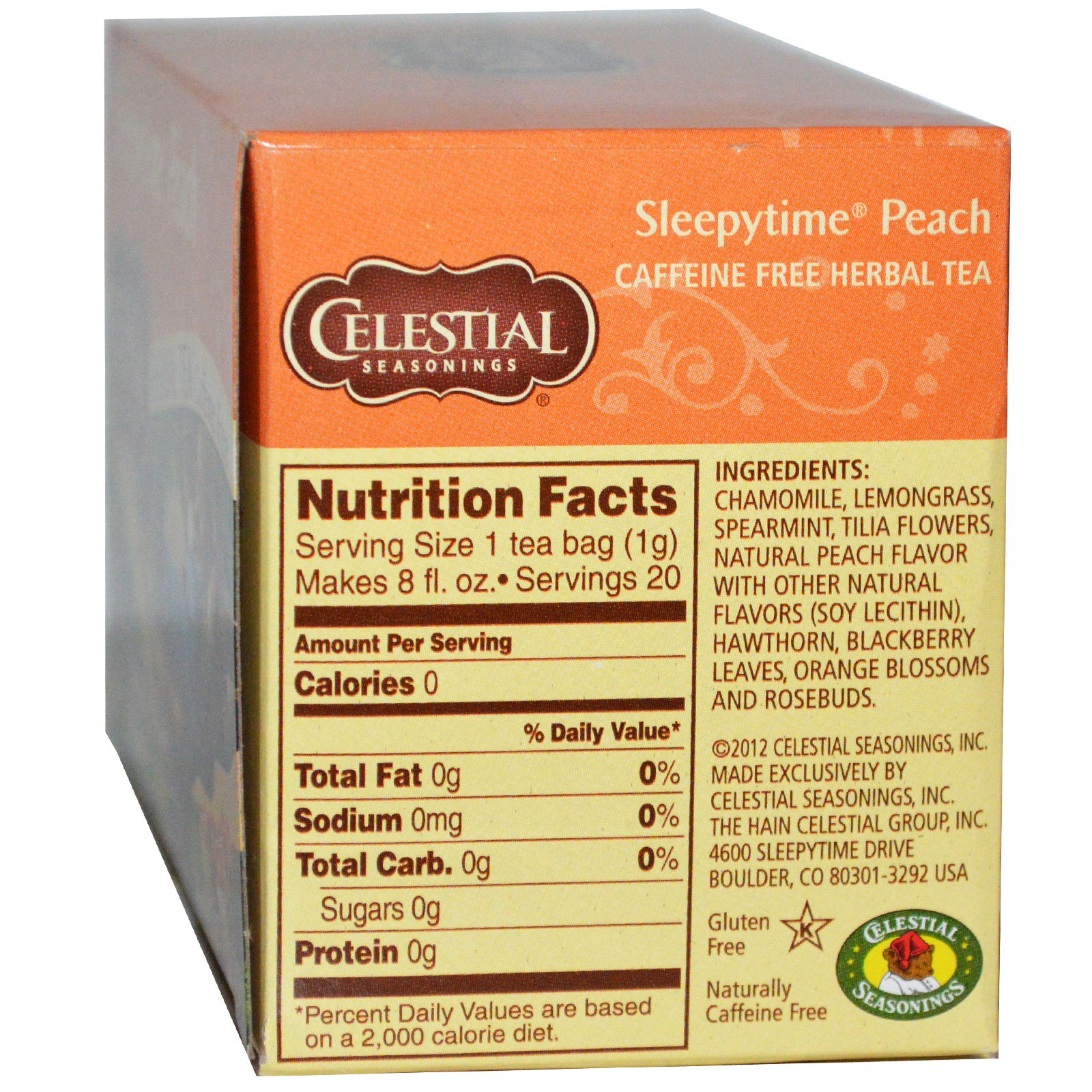 Comprar Celestial Seasonings, Chá de Ervas, Sem Cafeína, Pêssego Para Dormir, 20 Sacos de Chá, 1,0 oz (29 g) - Imagem 2