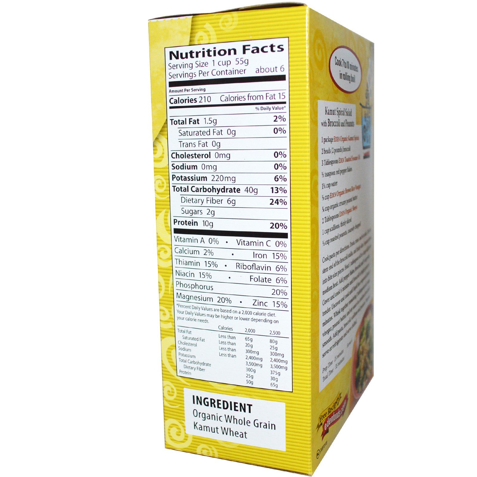 Comprar Eden Foods, Macarrão orgânico, Espirais Kamut, 12 oz (340 g) - Imagem 2