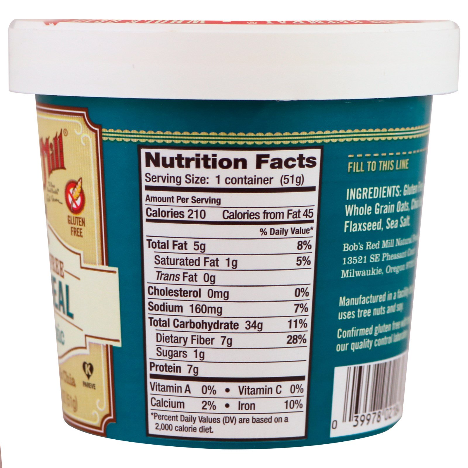 Comprar Bob's Red Mill, Oatmeal, Classic, With Flax & Chia, 1.81 oz (51 g) - Imagem 2