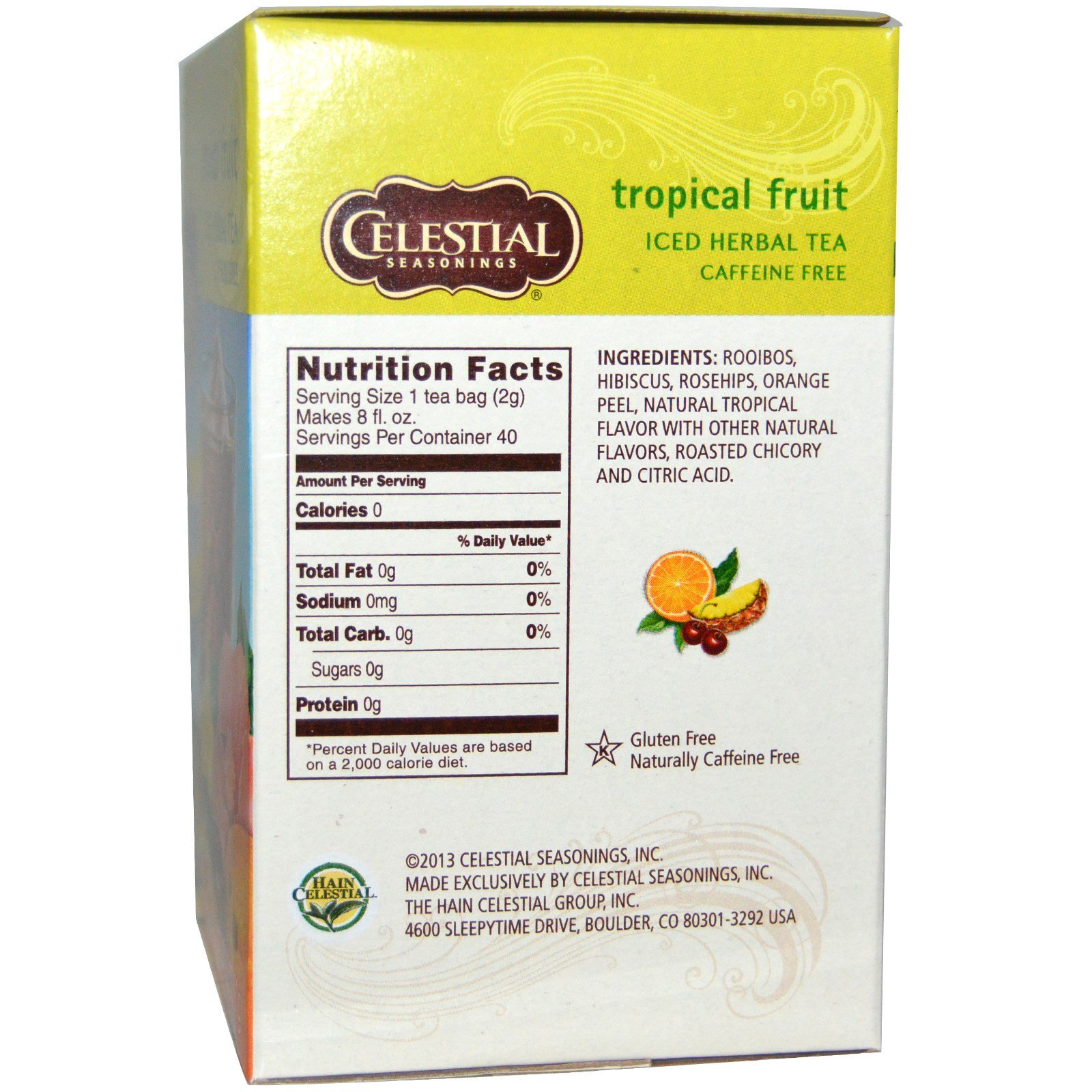 Comprar Celestial Seasonings, Chá Herbal Gelado, Sem Cafeína, Frutas Tropicais, 40 Saquinhos, 91 g (3.2 oz) - Imagem 2