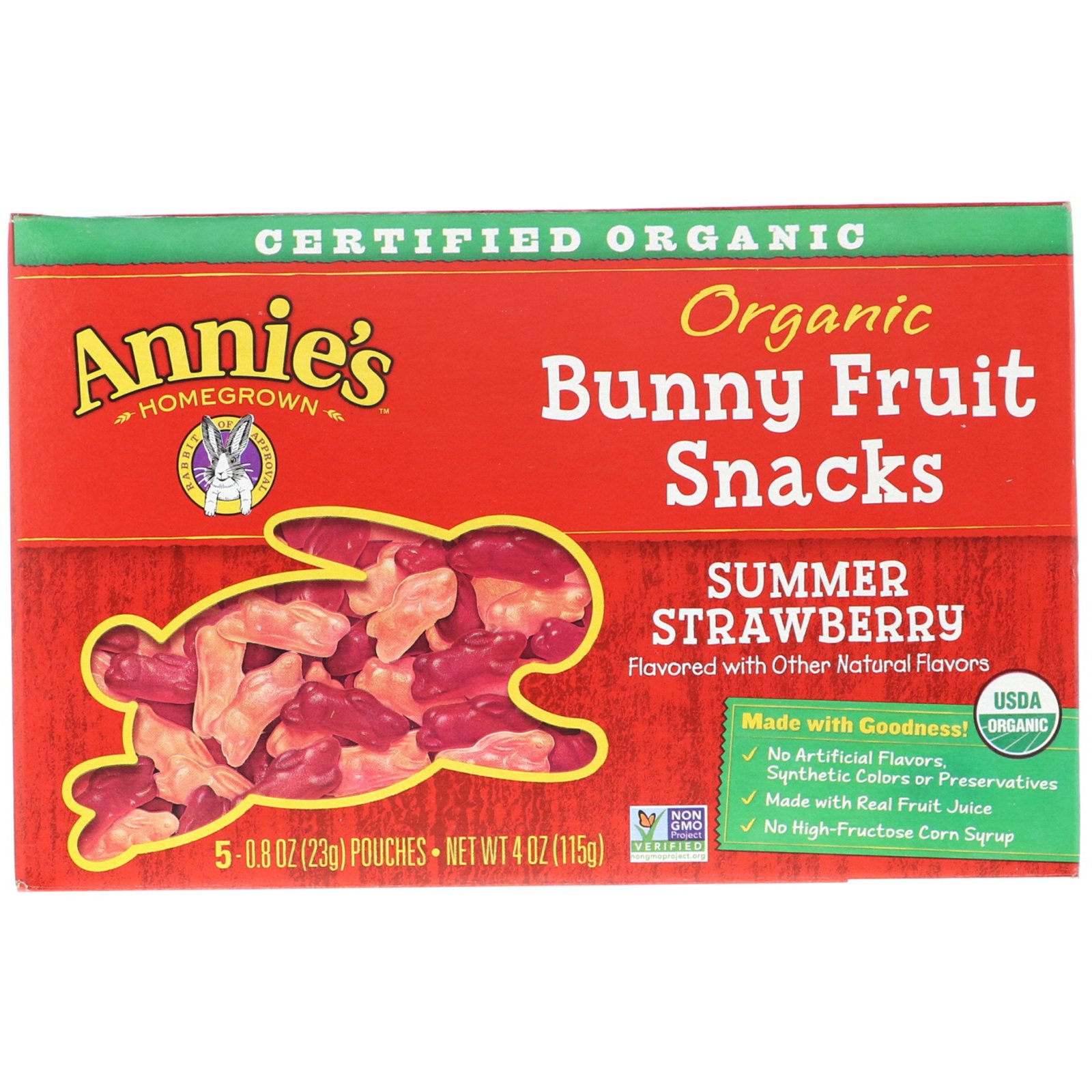 Comprar Annie's Homegrown, Lanche do Coelhinho de Frutas Orgânicas, Morango do Verão, 4 oz (115 g)