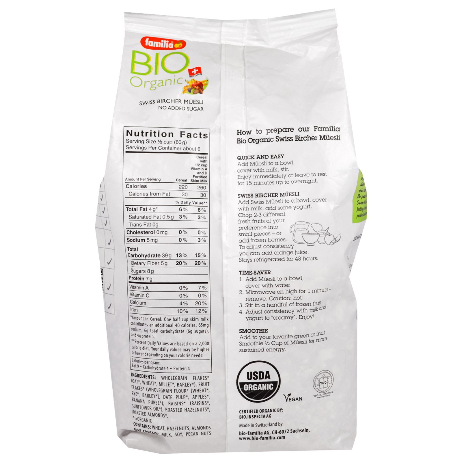 Comprar Familia, Bio Orgânico, Suiço "Bircher Muesli", 453 g - Imagem 2