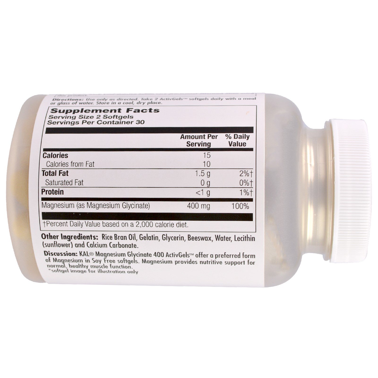 Comprar KAL, Glicinato de Magnésio 400, Sem Soja, 400mg, 60 cápsulas - Imagem 2