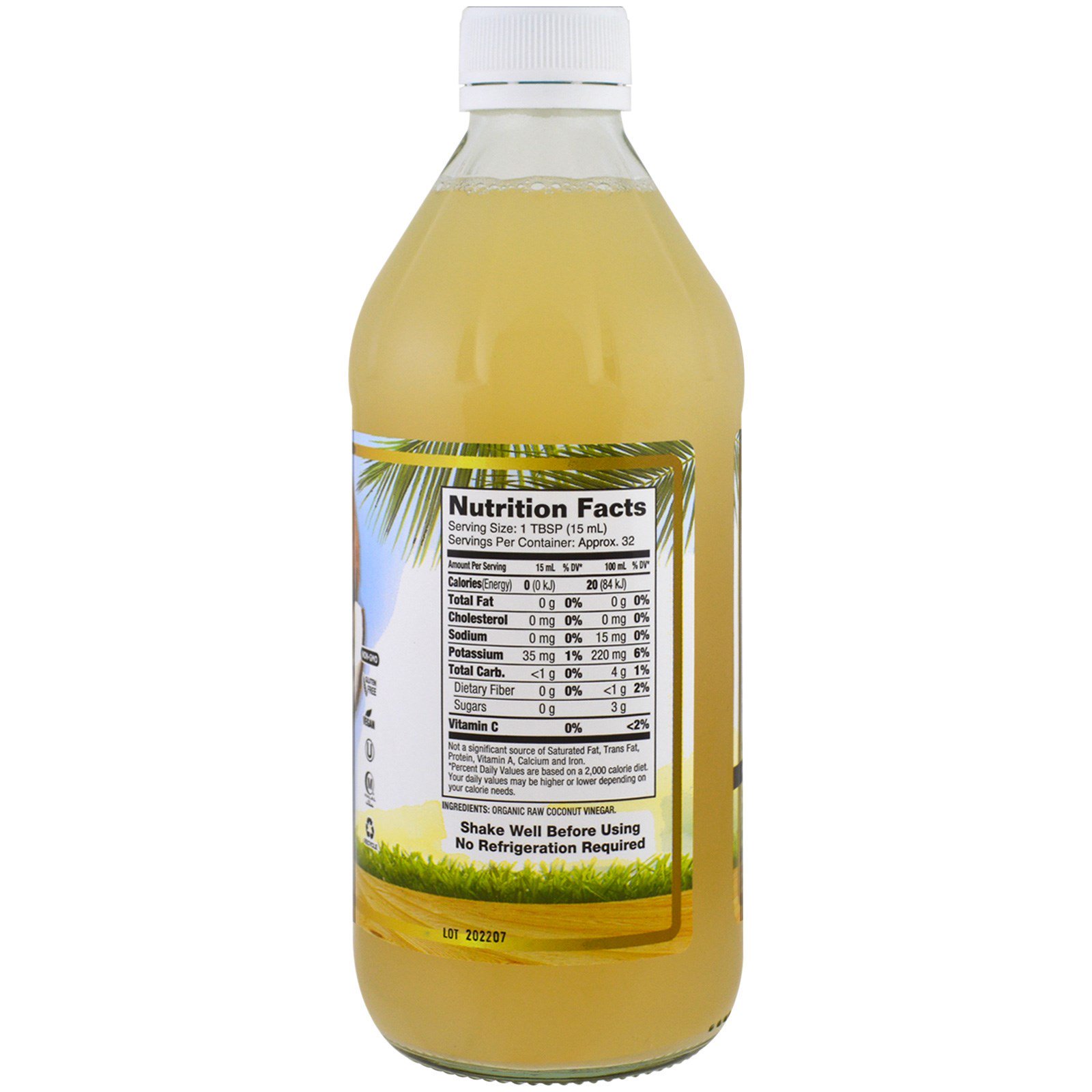 Comprar Dynamic Health Laboratories, Organic Coconut Vinegar with Mother, 100% Raw Vinegar, 16 fl oz (473 ml) - Imagem 2